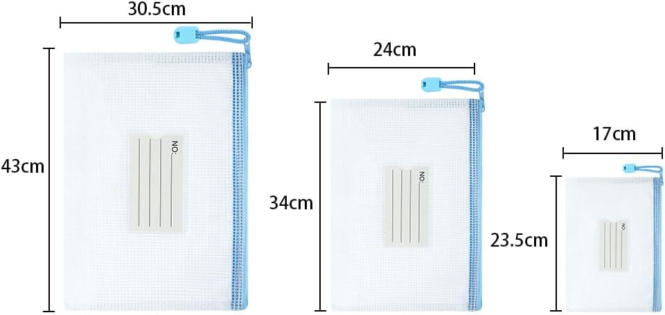 Thumbnail 1 de Vicloon Dokumententasche A3+A4+A5 (15-teilig) – wasserdichte Mesh-Reißverschlusstaschen mit Etikett (weiß)