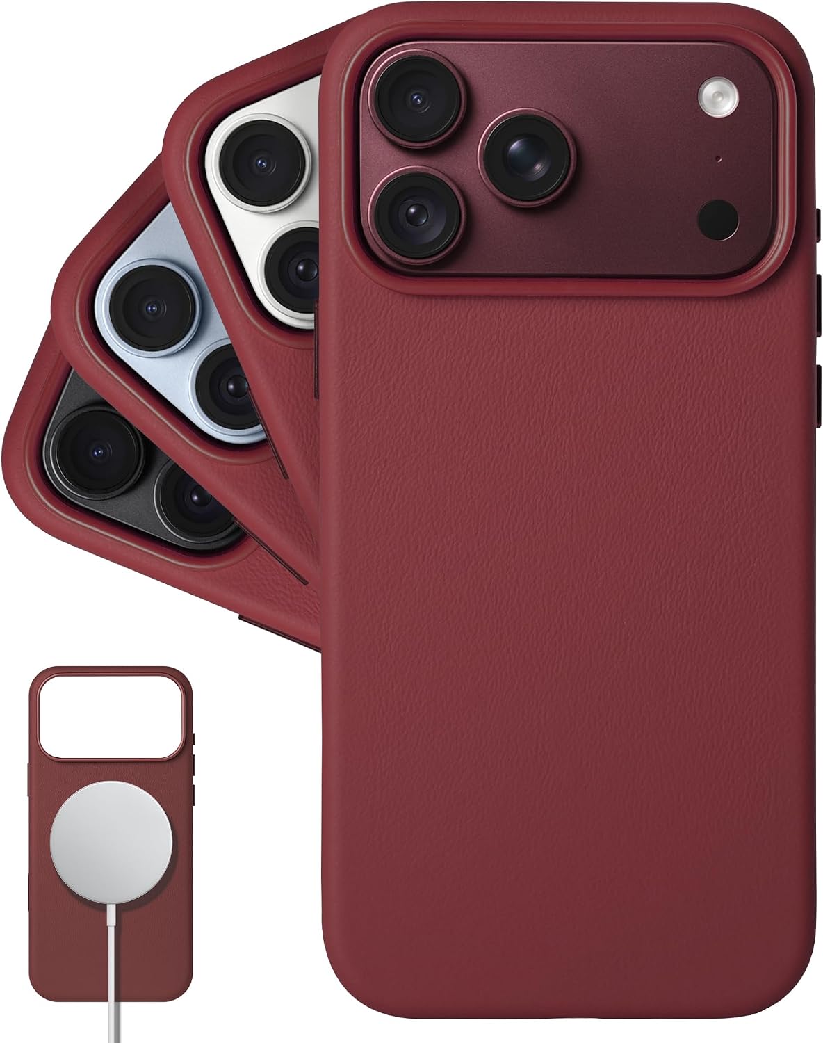 Detalle de LONLI C-RED-18PM Classic Leather Case for iPhone 18 Pro Max, Red, MagSafe