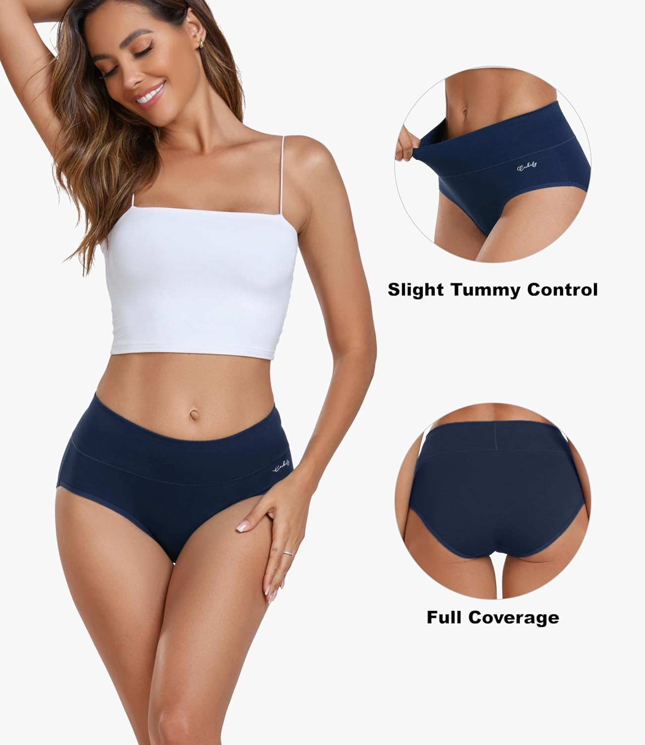 Detalle 2 de coskefy High Waisted Cotton Panties 5 Pack