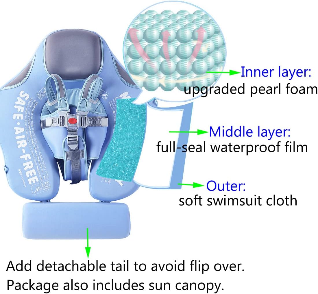 Detalle de Mambobaby Float: Non-Inflatable Baby Swim Float with Detachable Tail and Sun Canopy (3–24 Months)