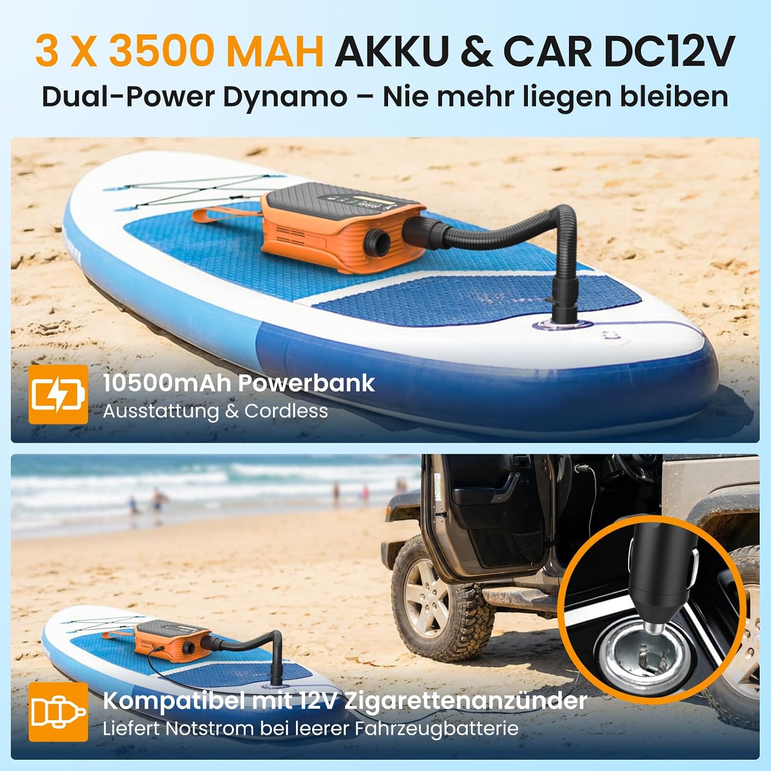 Detalle 2 de TowerTop Sup Pumpe Akku mit 10500mAh – 50 PSI, 8 Düsen, 12V DC