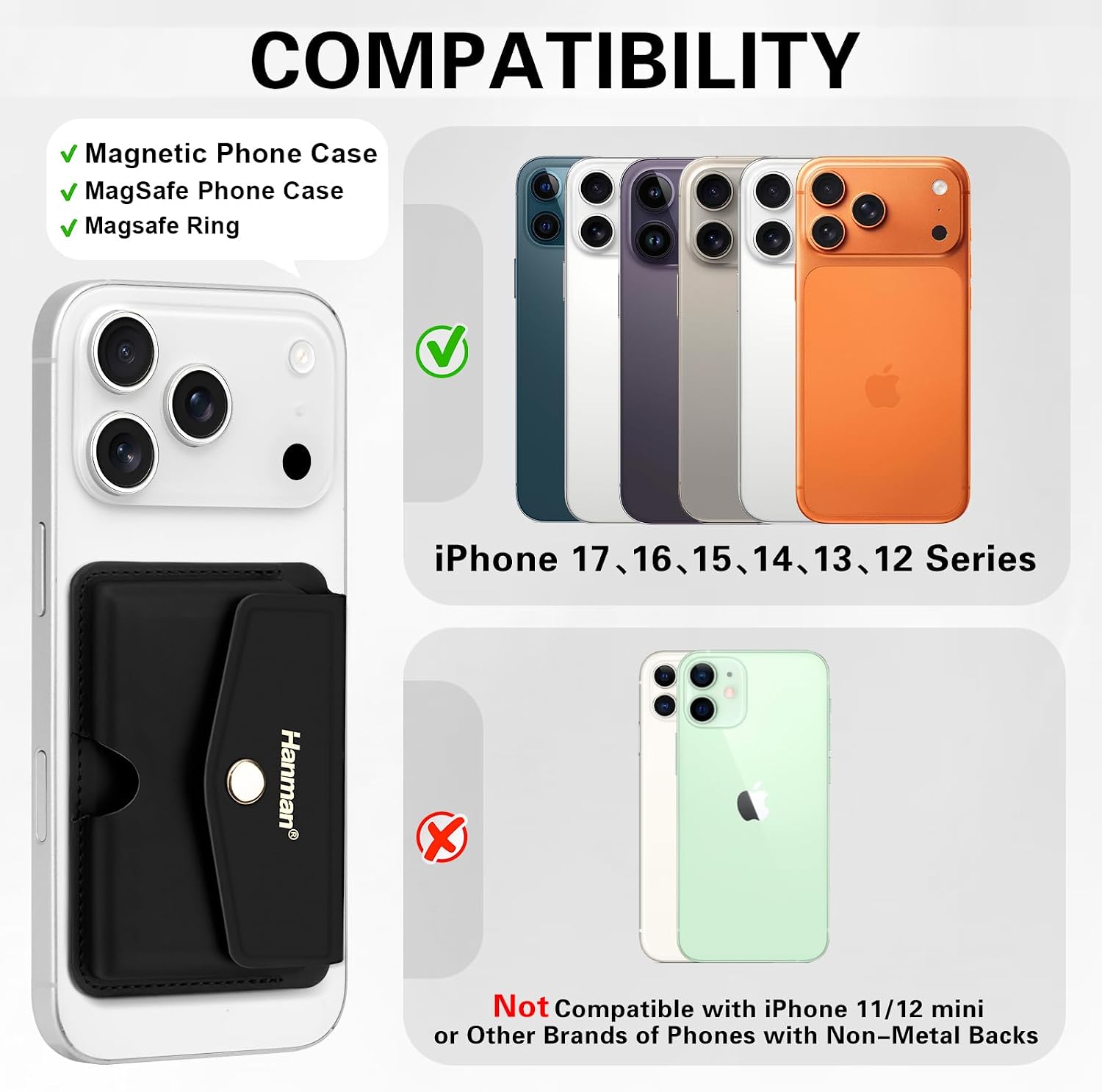 Detalle de Hanman magnetic phone card holder, PU leather