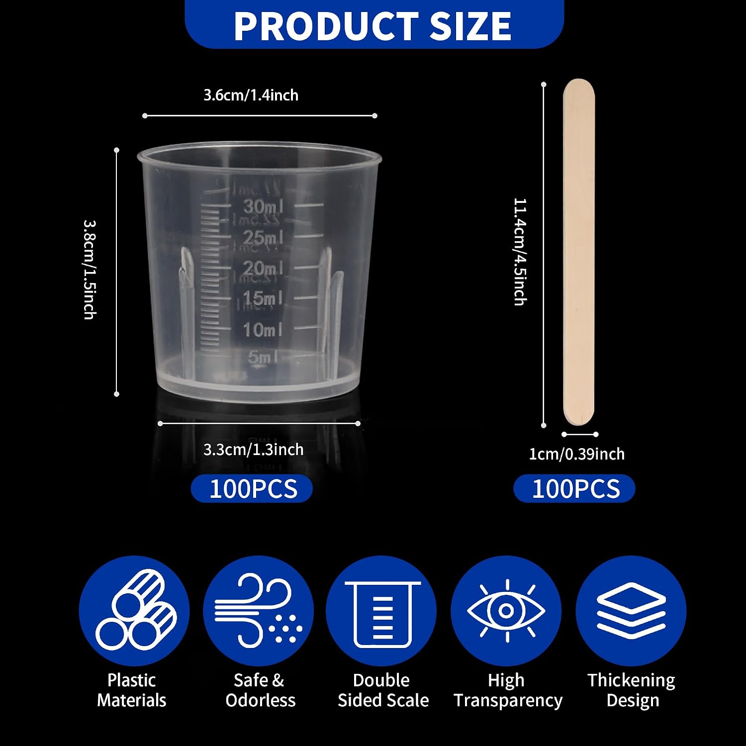 Detalle 2 de YKUKIZEE 30 ml Small Plastic Measuring Cups for Resin
