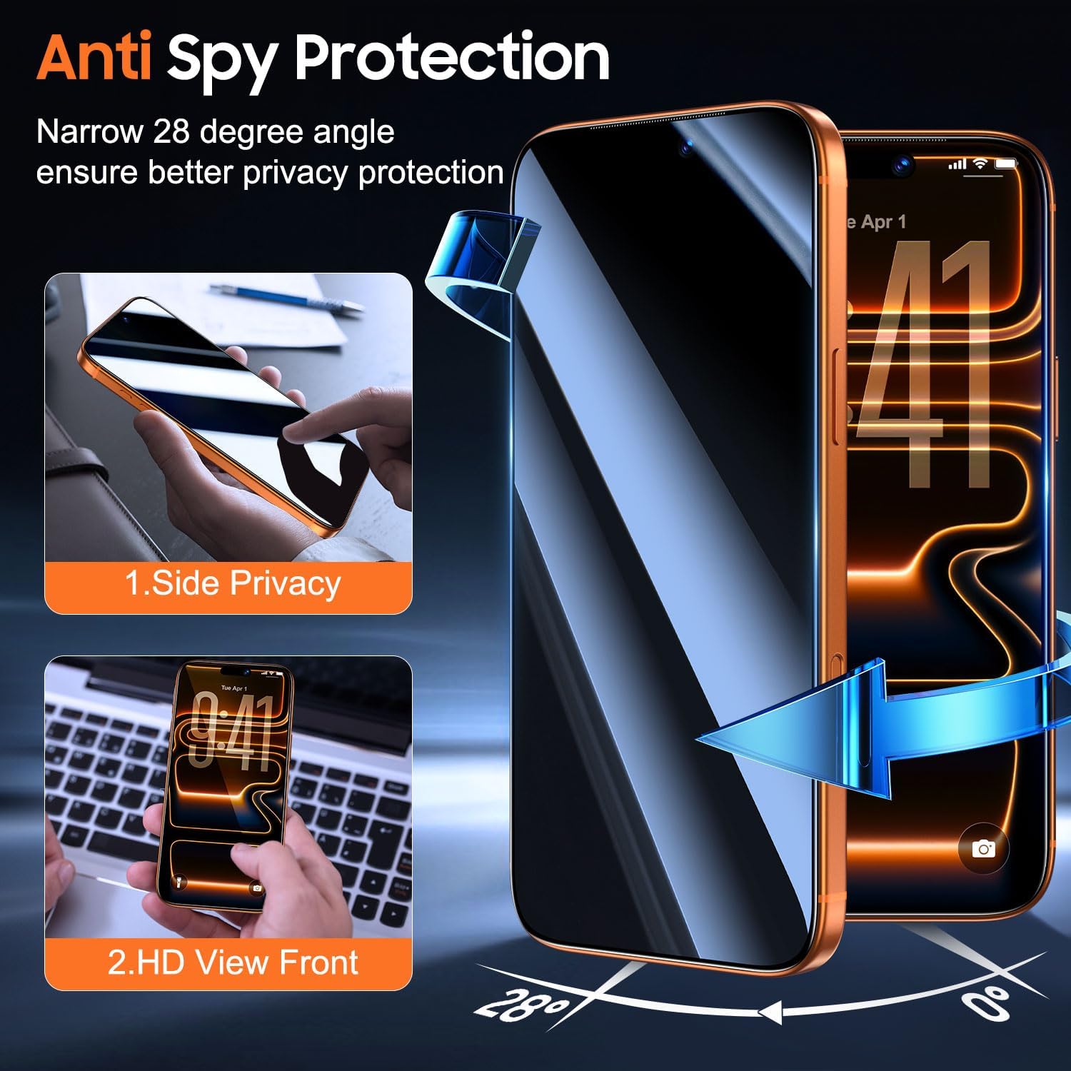 Thumbnail 5 de UniqueMe iPhone 17 Pro Privacy Screen Protector 2-pack