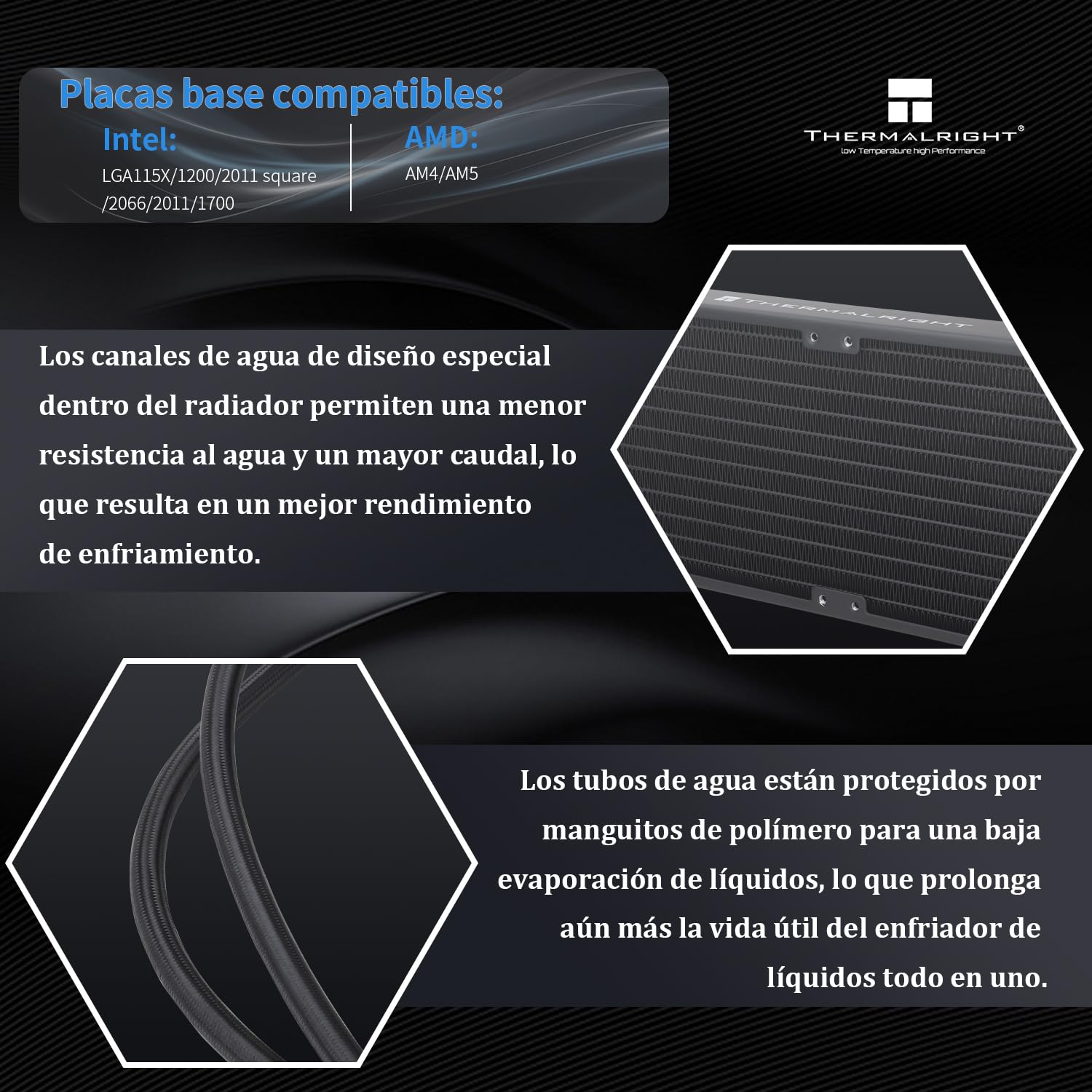 Detalle de TR Frozen Edge 360 Black refrigeratore d’acqua liquido per CPU con ventola PWM da 120 mm (fila fredda 360)