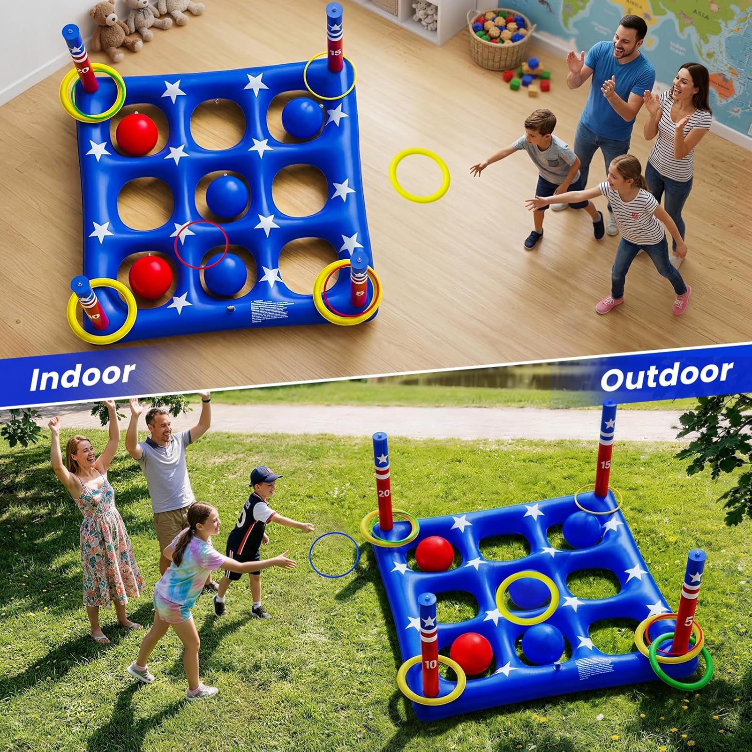 Detalle de Pool Party Toys Games Set: Giant Inflatable Tic Tac Toe Float for 2–10 Players