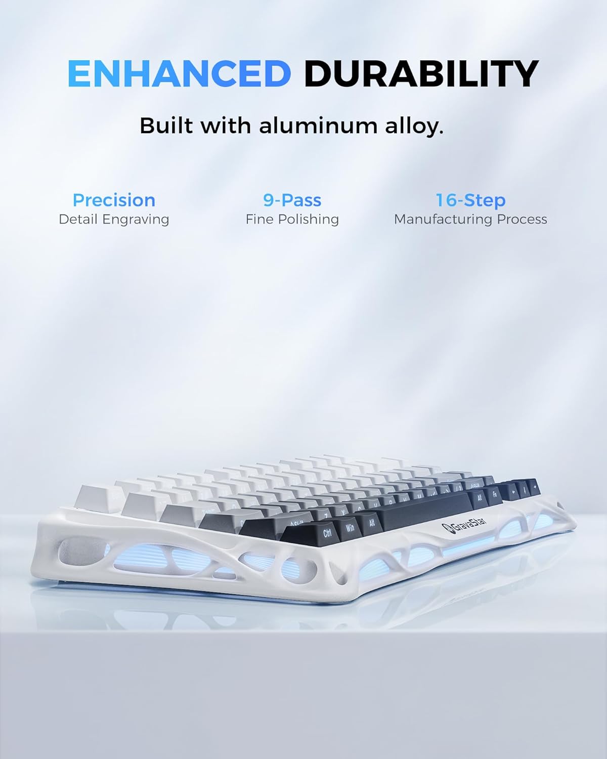 Thumbnail 3 de GravaStar Mercury K1 mechanische Gaming-Tastatur (75% Layout) mit Aluminium-Exoskelett, Hot-Swap und RGB-Gradient