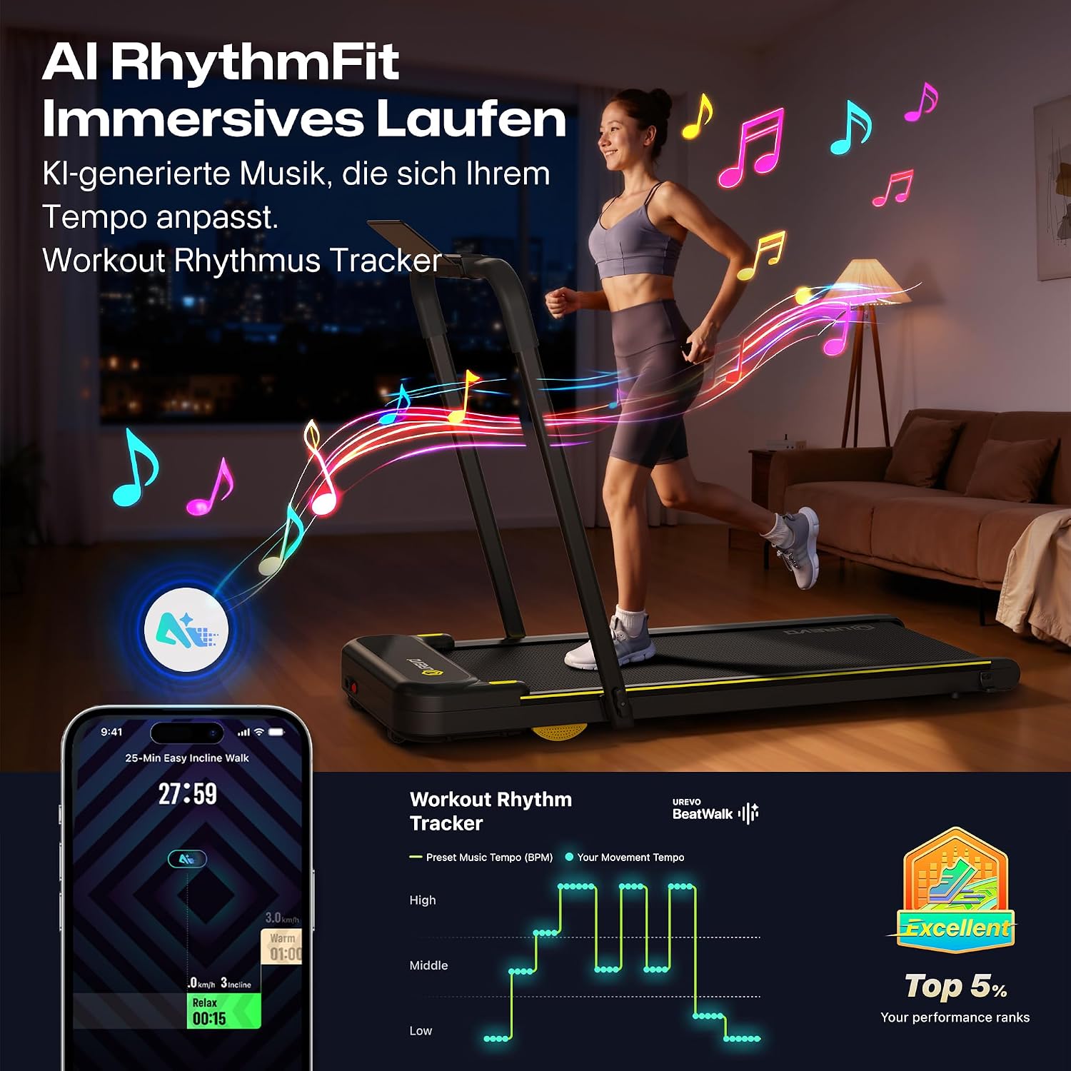 Detalle de UREVO 2 in 1 Laufband