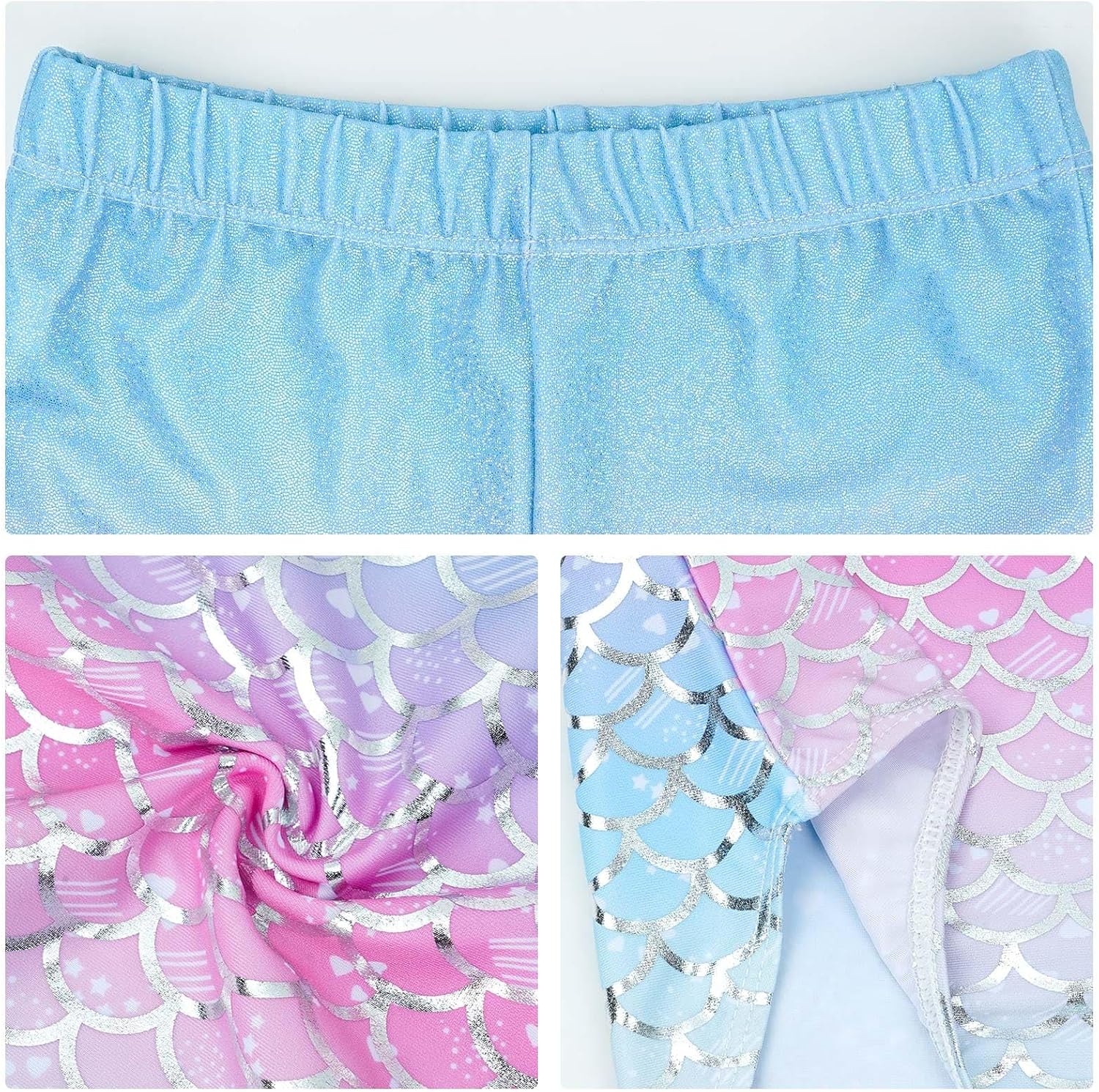 Thumbnail 2 de JiAmy gymnastikset för flickor, glittrande ärmlös dräkt med shorts, 3–12 år