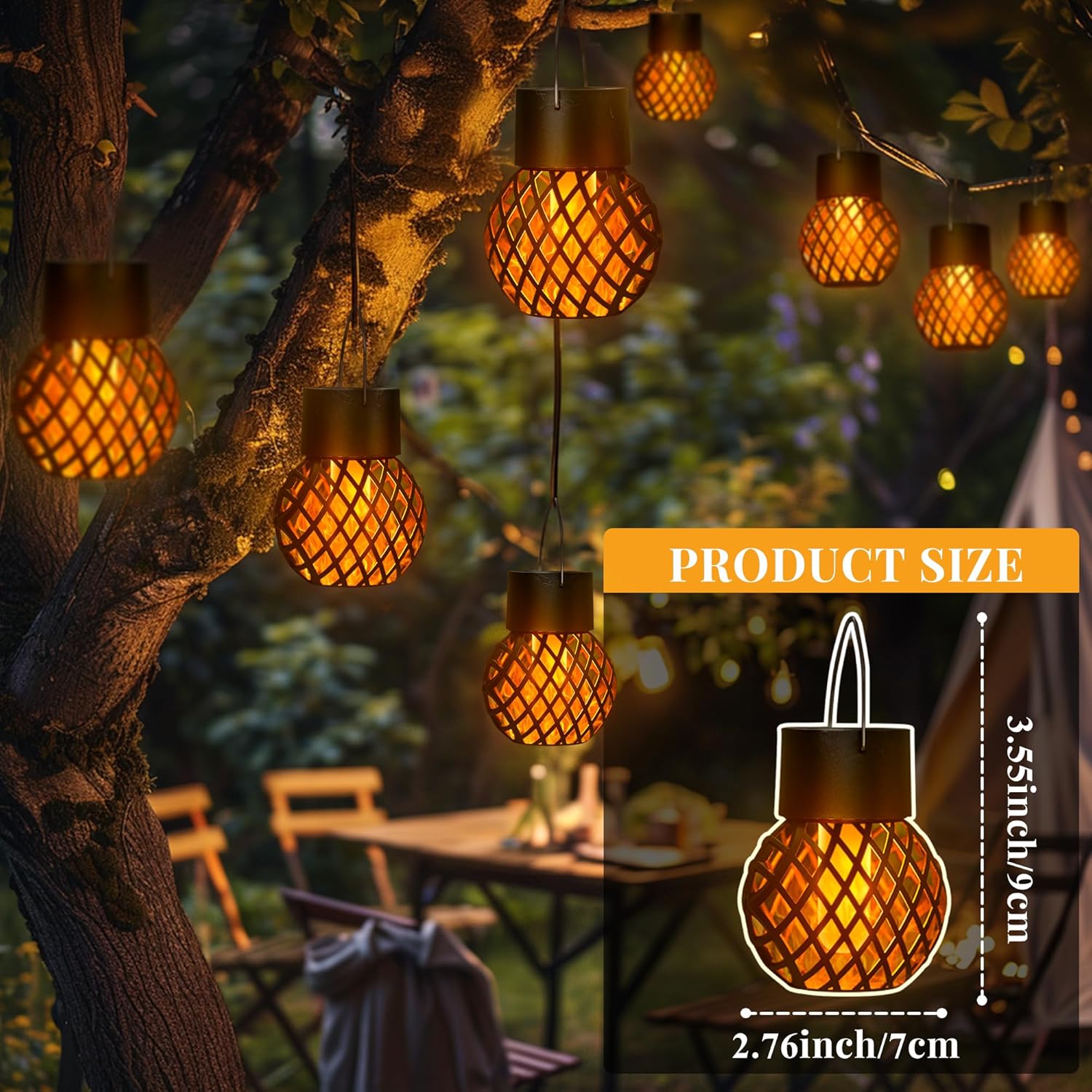 Thumbnail 3 de GIGALUMI Solar Flame Flickering Hanging Lights (12-pack) for Outdoor Garden