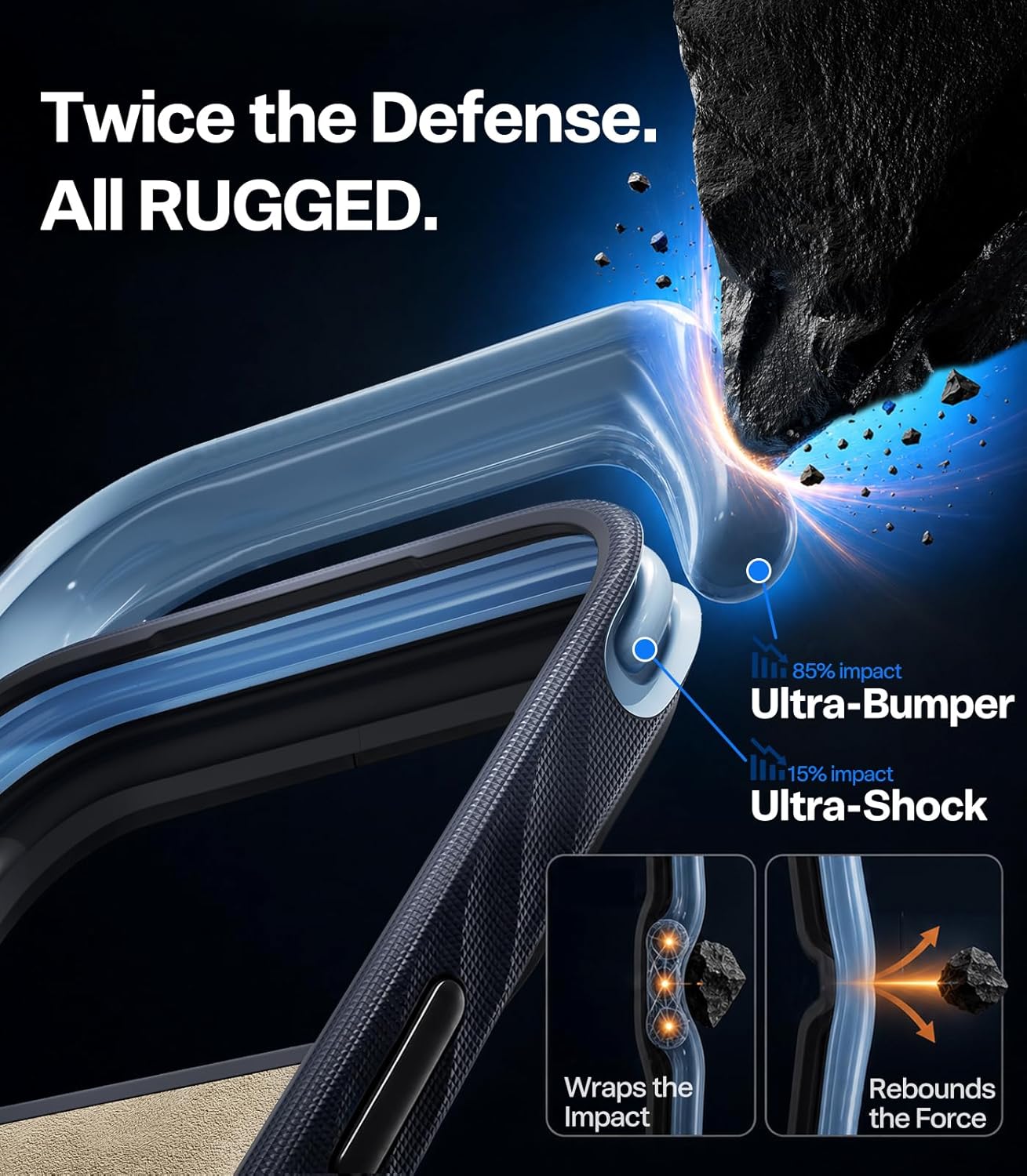 Detalle de TORRAS Q3 Rugged Case for iPhone 17 Pro with 360° Magnetic Stand