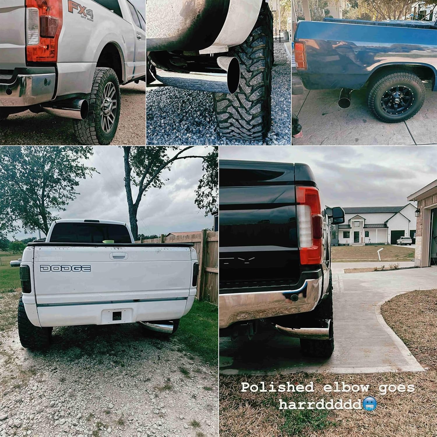 Thumbnail 5 de 4" Diesel Exhaust Tip Elbow (135°) Chrome Plated with Clamp — Exhaust Tip Exhaust Tip for Pickups, Trucks and Cars