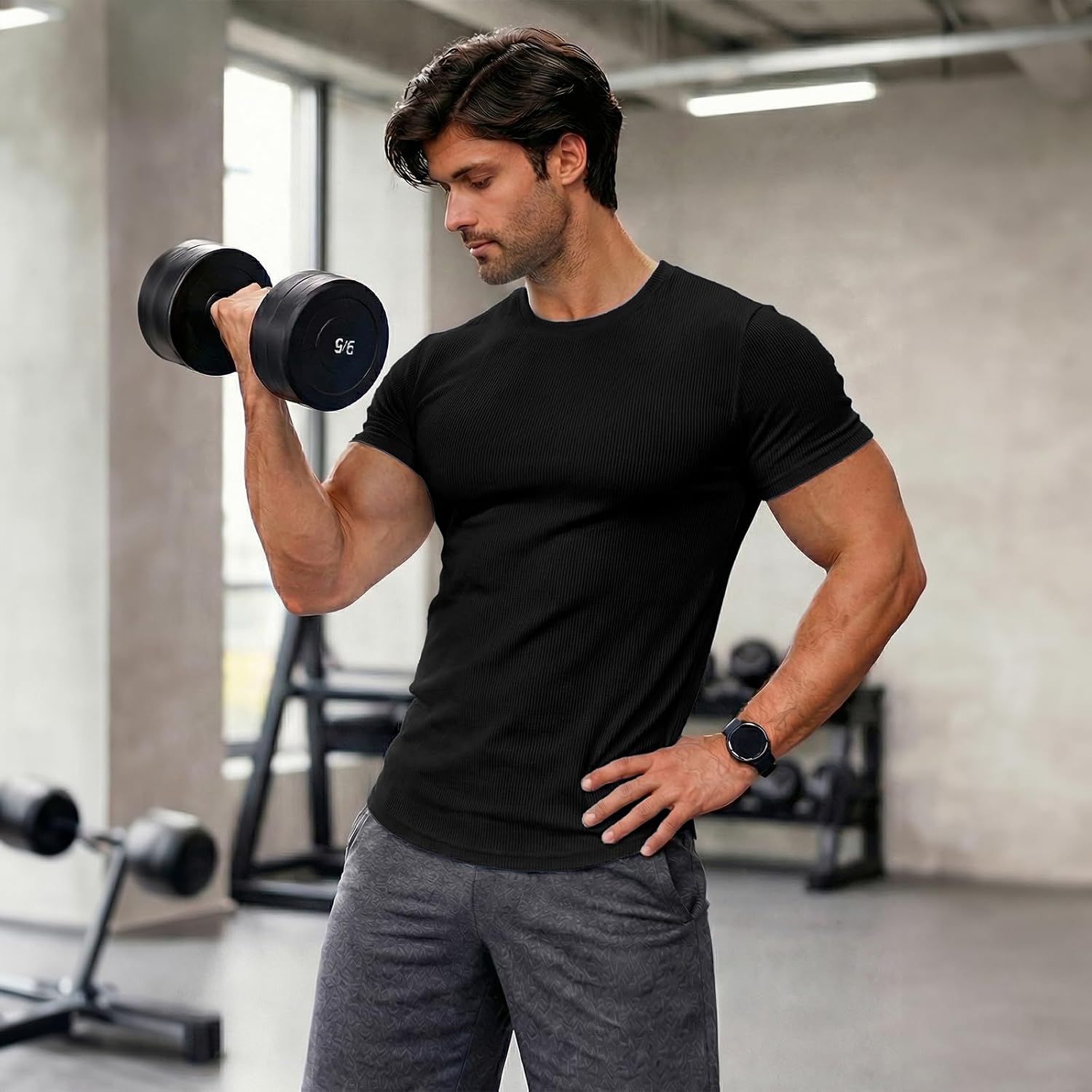 Detalle de JMIERR Men's Short Sleeve Summer Muscle Slim Fit T-Shirt
