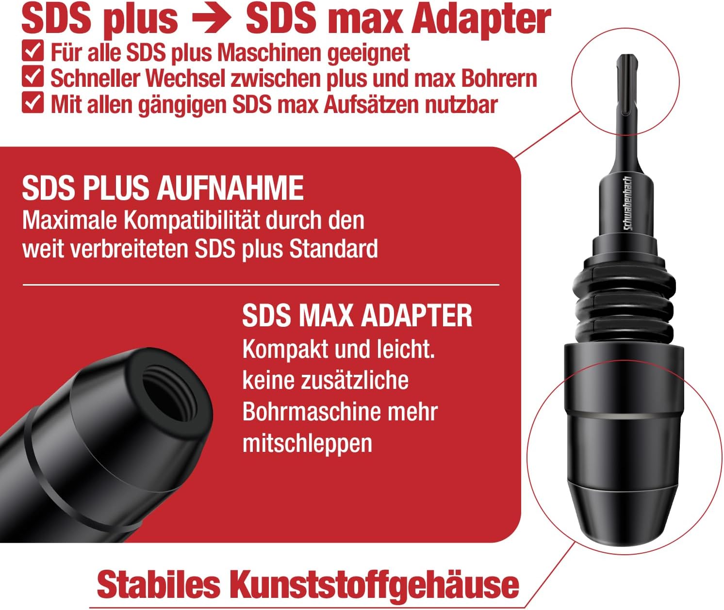Detalle 1 de Adaptateur SDS Plus vers SDS Max 60Si2Mn