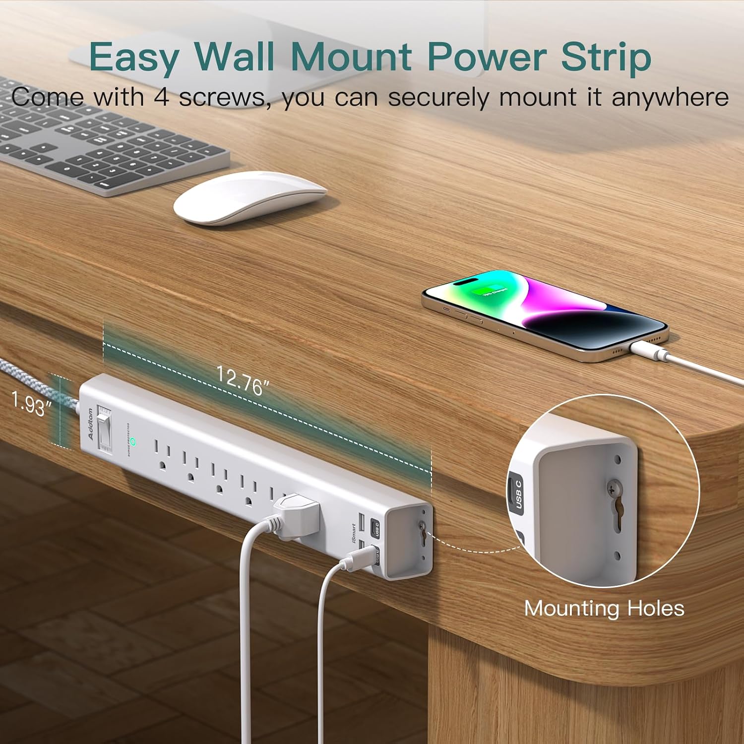Detalle de Addtam Power Strip 15-Foot Cord