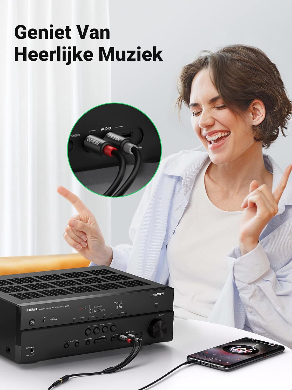 Thumbnail 6 de UGREEN 3,5mm-jackadapter naar 2 RCA-cinchstekkers, 25 cm, metalen behuizing