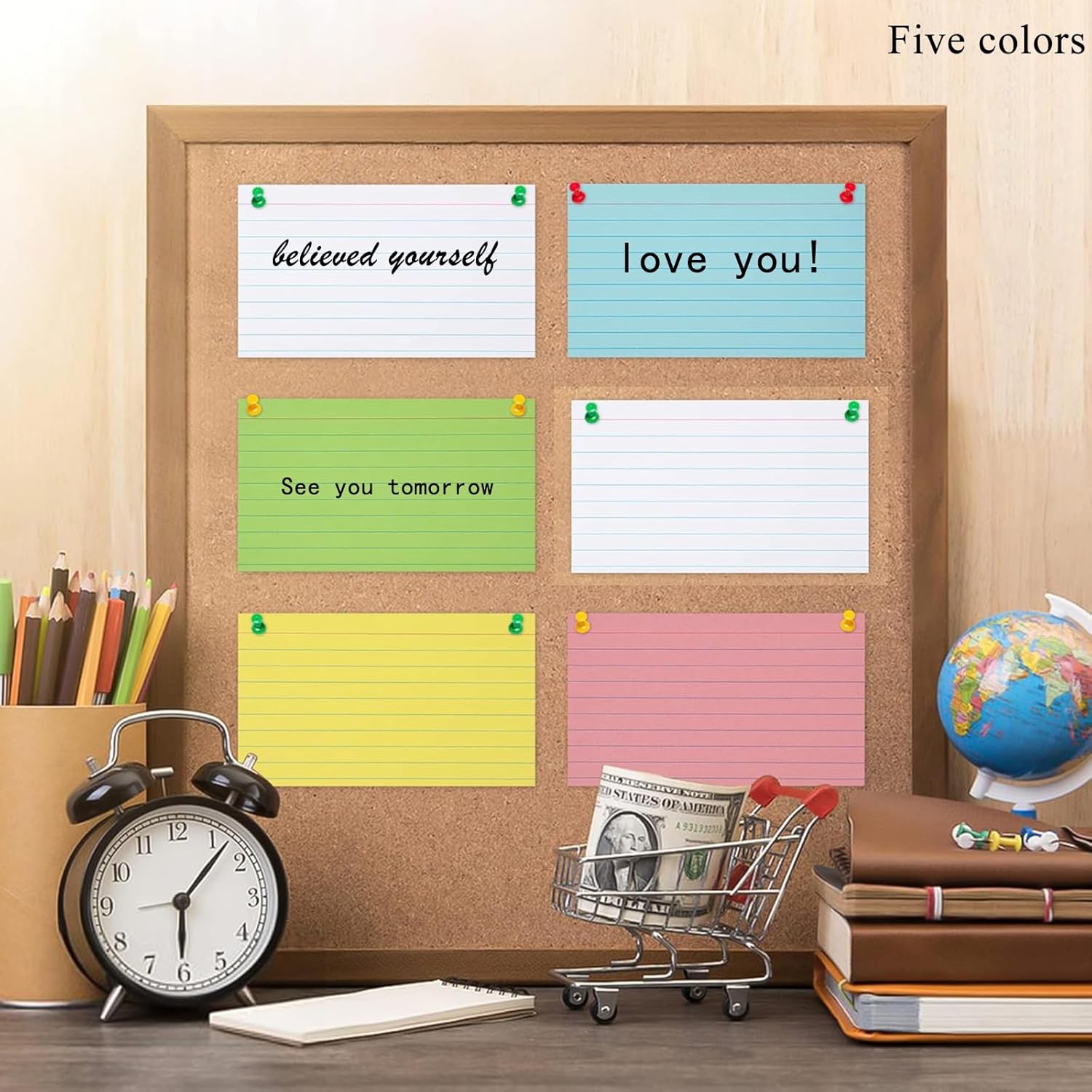 Thumbnail 1 de Fhlbestyu Karteikarten A7 (500 Stück) mit Linien, 7,4 x 10,5 cm – 5 Farben sortiert