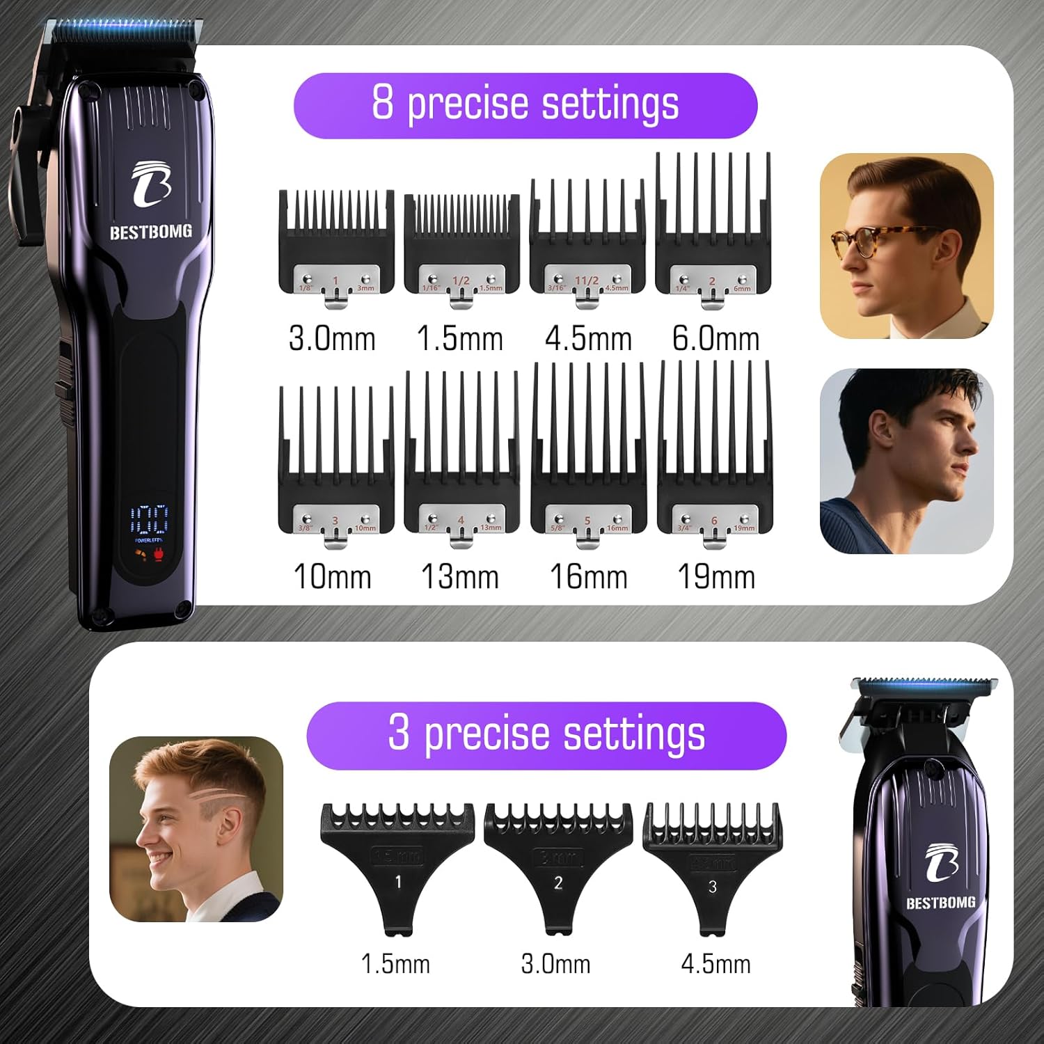 Thumbnail 5 de BESTBOMG BS-808C Hair Clippers Kit for Men: Pro-Level Clipping with All-Metal Build