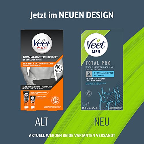 Detalle de Veet Men Intim Haarentfernungs-Set für Männer mit Pflegebalsam, 150 ml – Intimbereich entfernen und Haut pflegen