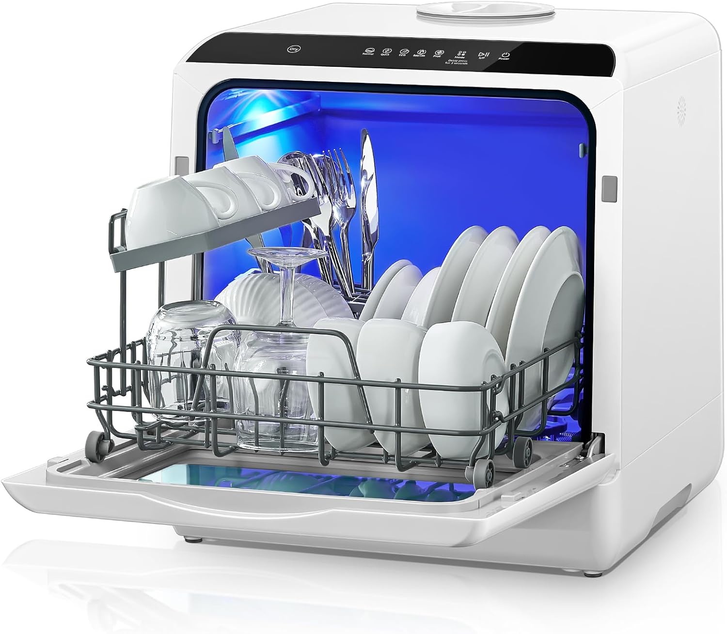 Detalle de FOHERE TDQR01A Countertop Dishwasher with 5L Tank and Delay Start