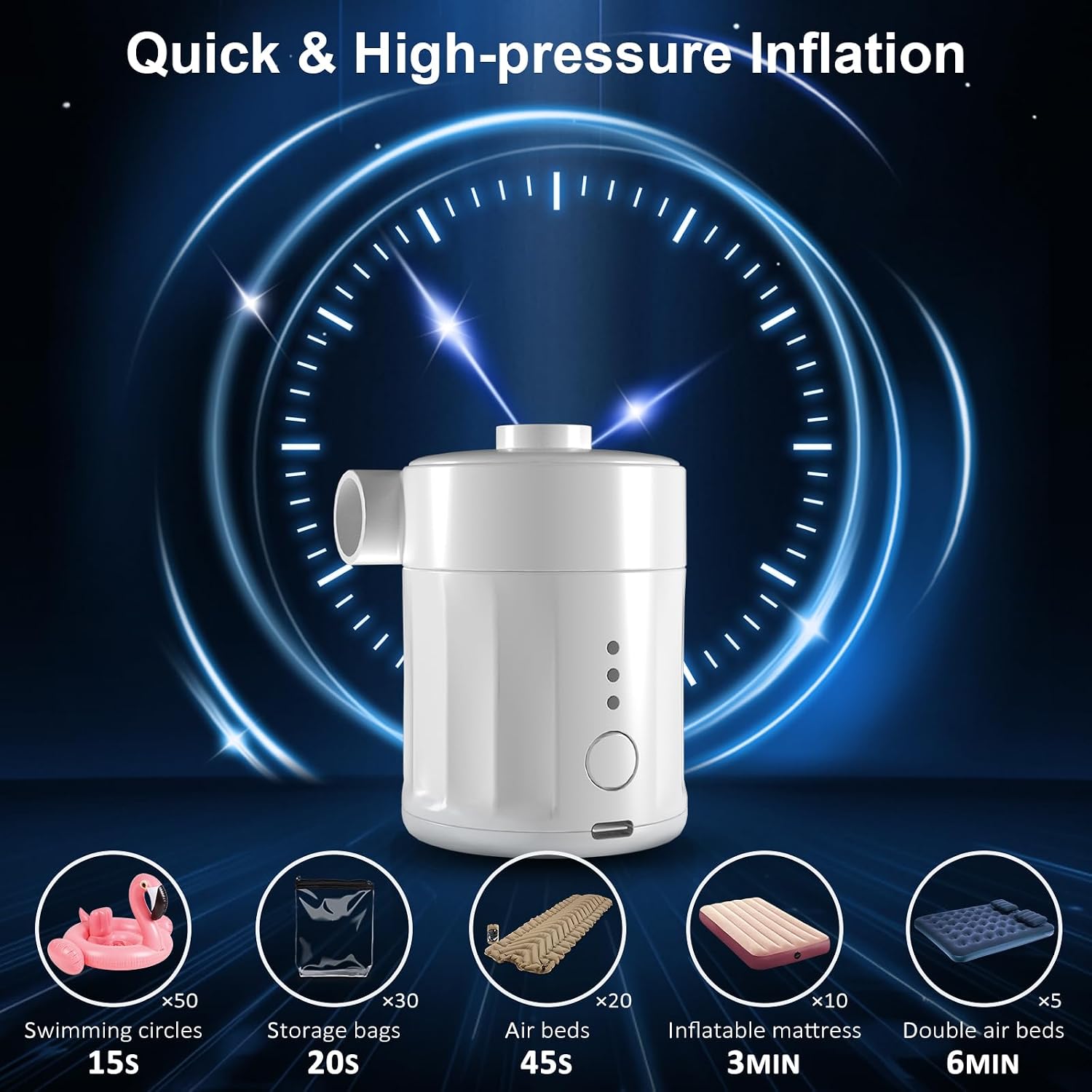 Thumbnail 3 de Mojimdo Portable Electric Air Pump for Inflatables: 2-in-1 Convenience for Airbeds, Pools and More