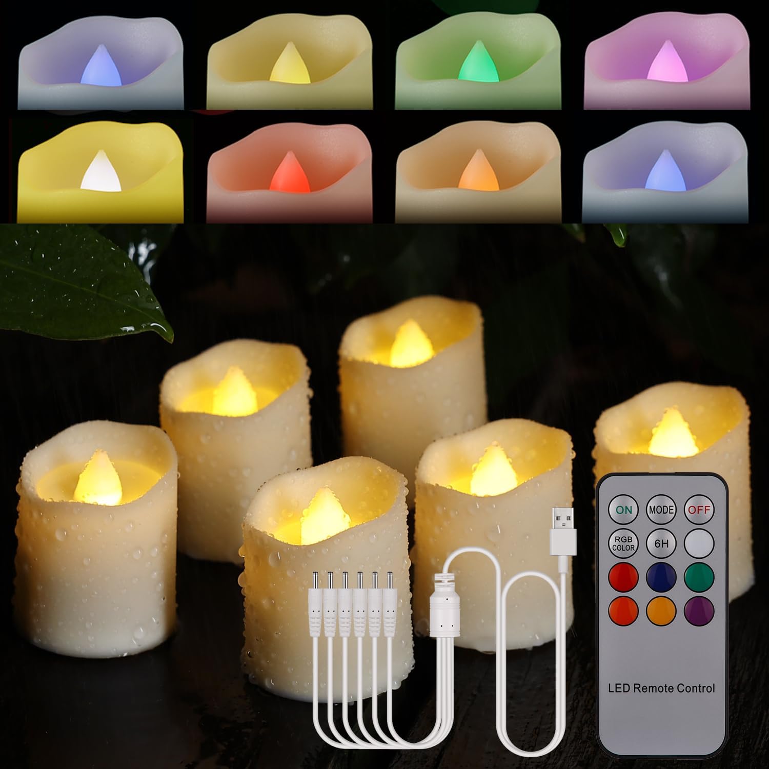 Detalle de Porashine LED Teelichter 6er Set mit Timer