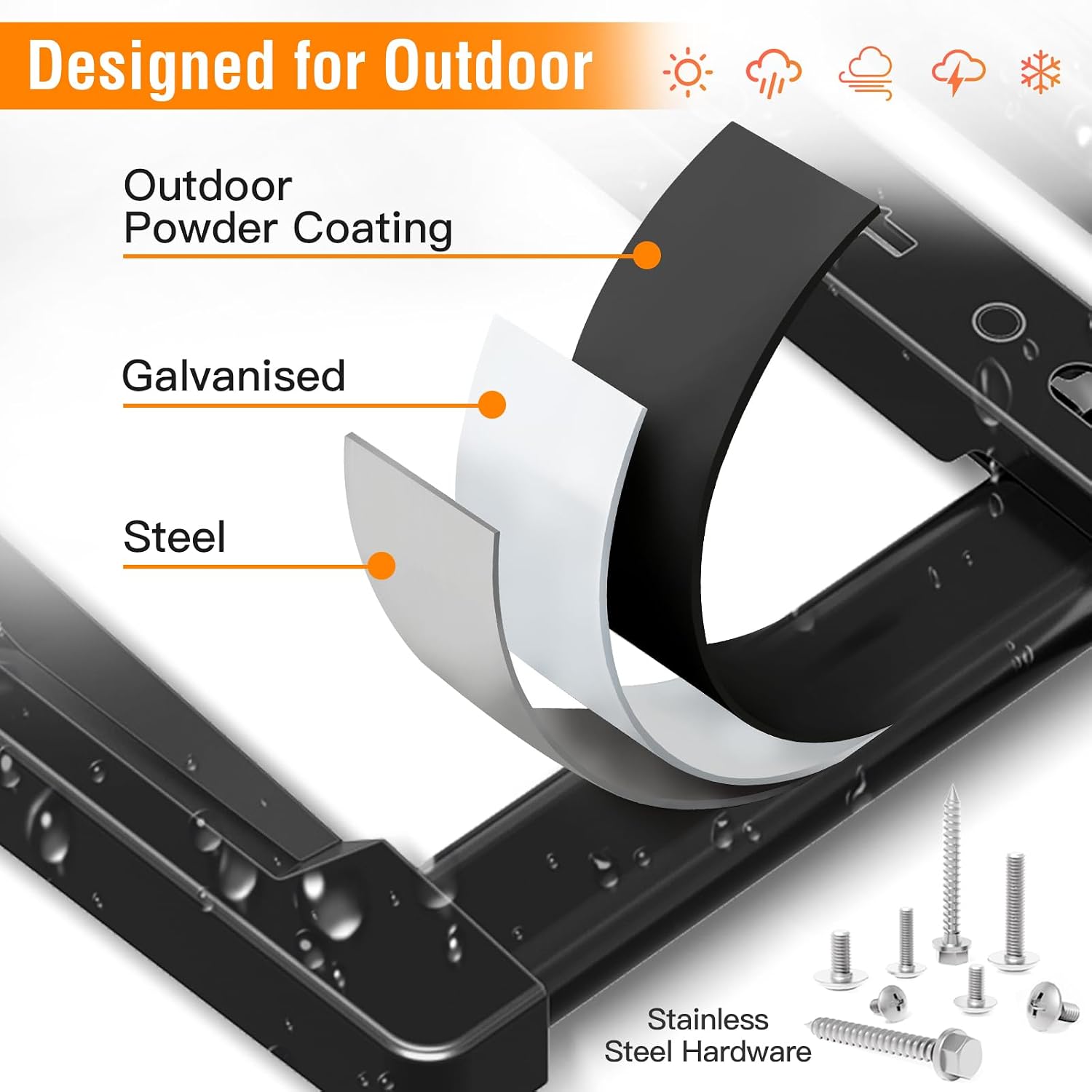 Detalle de ELIVED Outdoor TV Wall Mount for 42–75-Inch TVs, 37.9-Inch Arm, Full Motion