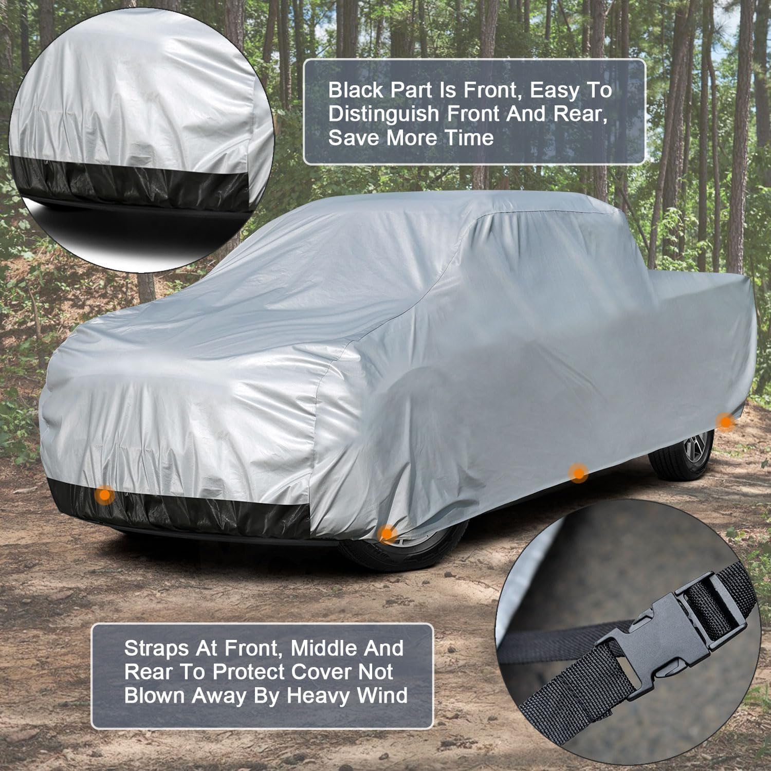 Thumbnail 2 de Kayme 6 Layers Truck Cover Waterproof All Weather – Universal Fit for Most Extended Cab Short Bed (Up to 228 inches)