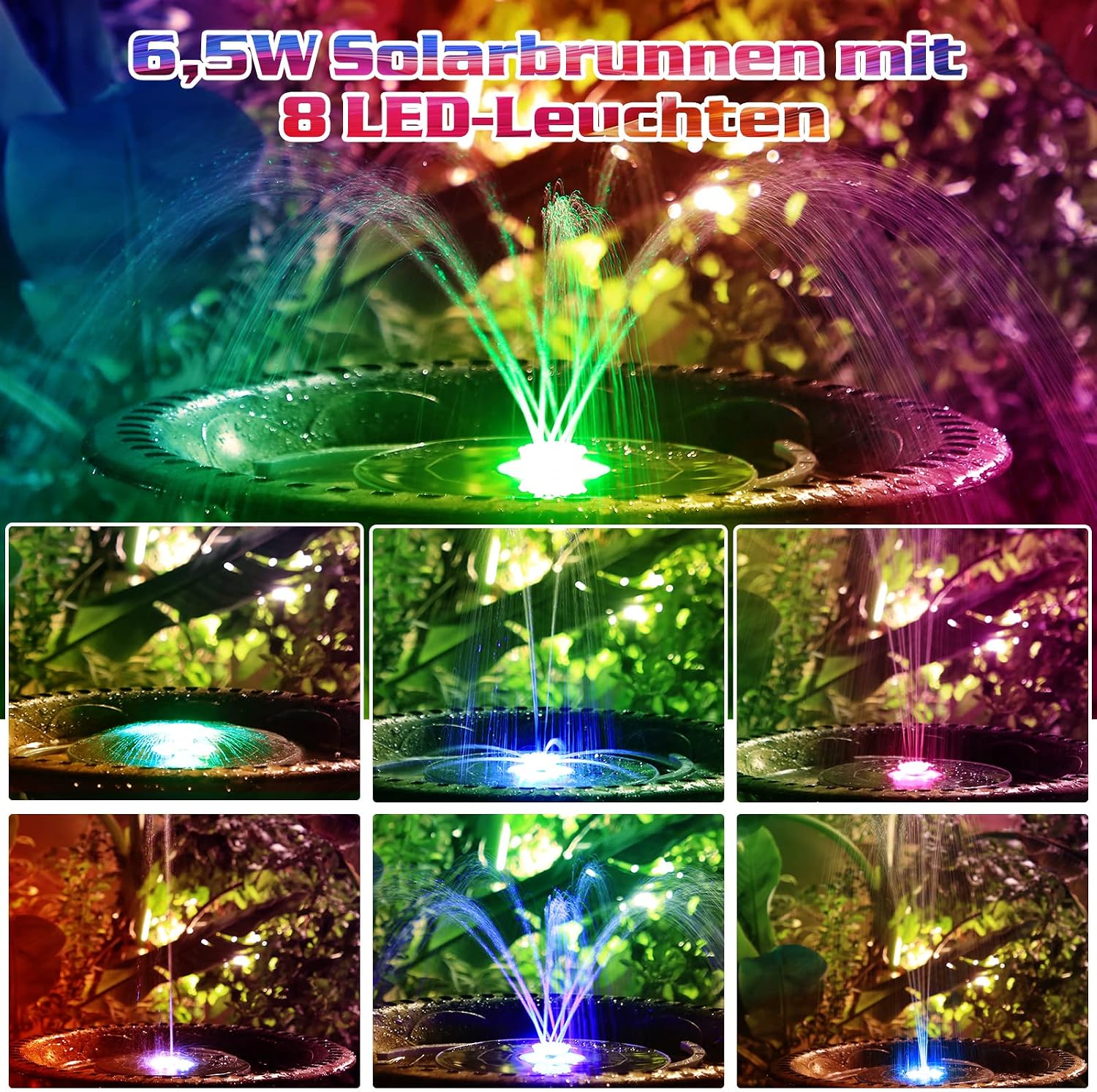 Detalle 1 de AISITIN 6,5W Solar Springbrunnen mit LED