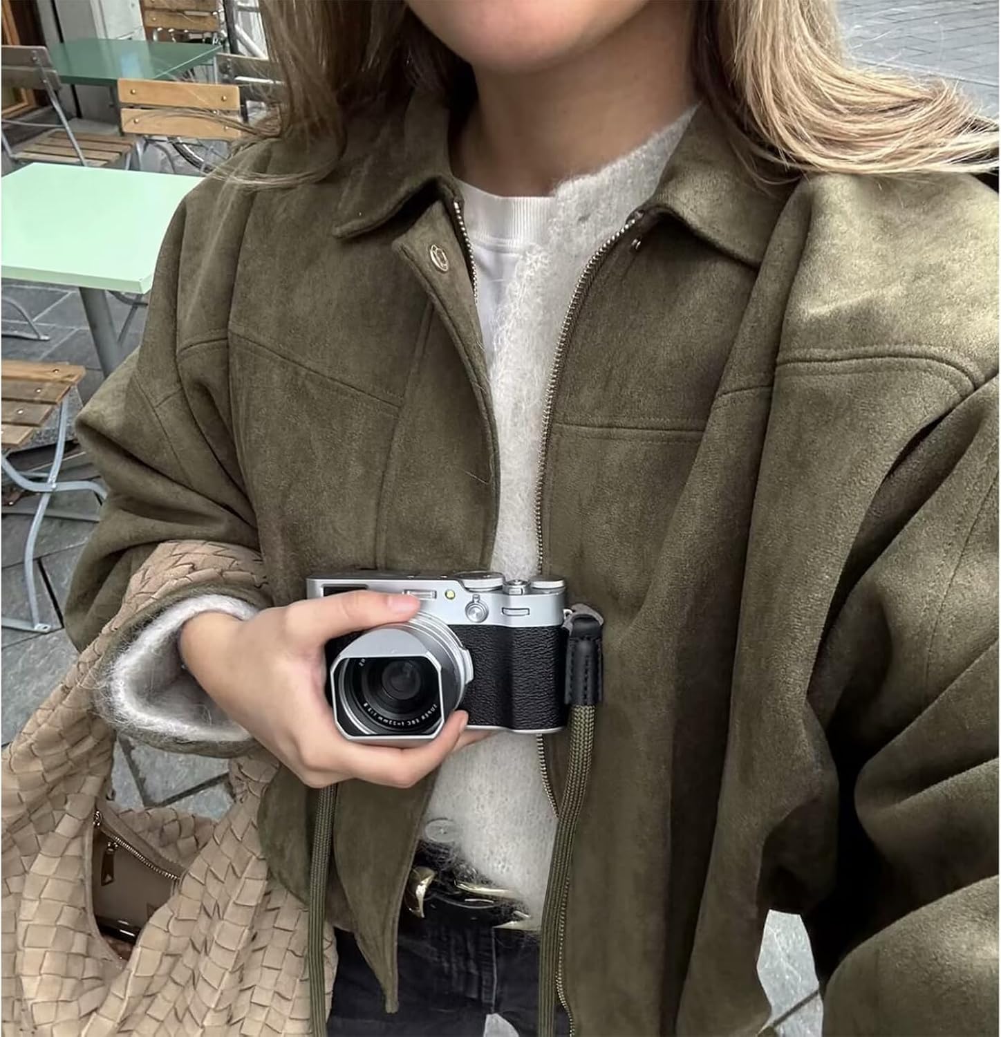 Detalle 2 de Csvinkiko Faux Suede Bomber Jacket Oversized