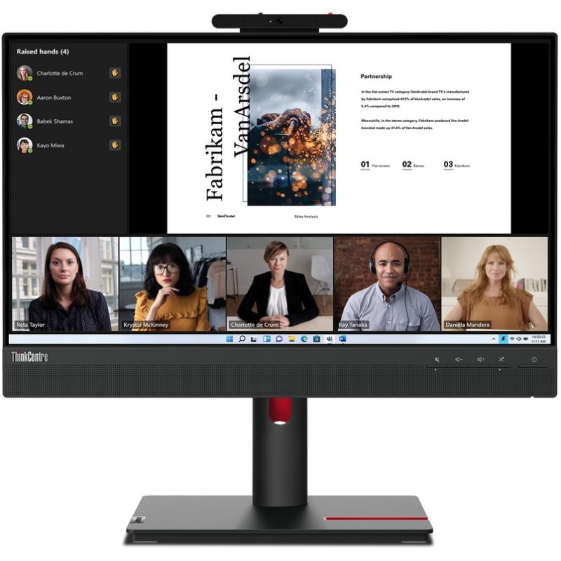 Detalle de Monitor Lenovo ThinkCentre Tiny-In-One 22 Gen 5 21.5" IPS FullHD 60Hz con cámara, micrófono y altavoces