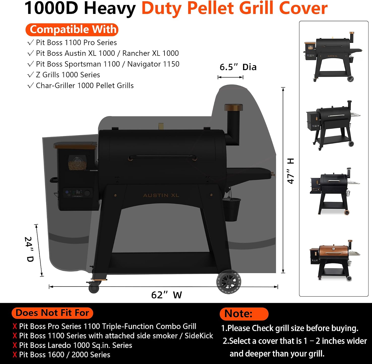 Detalle 2 de GuardKove 62"KL-PB-012 Grill Cover, 1000D Oxford Fabric, Buckle Straps