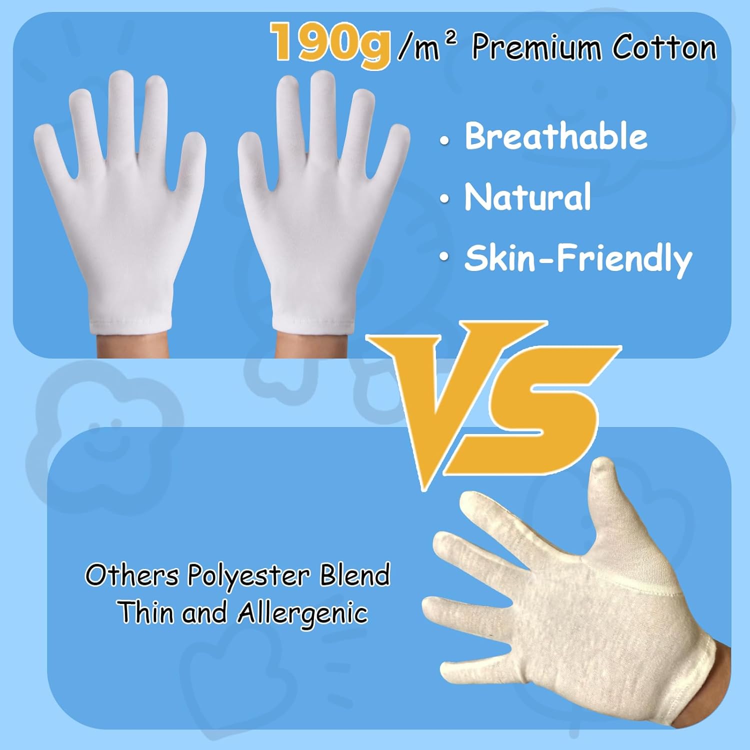 Thumbnail 1 de AovYoo 6 Pares Guantes blancos niño 92% algodón