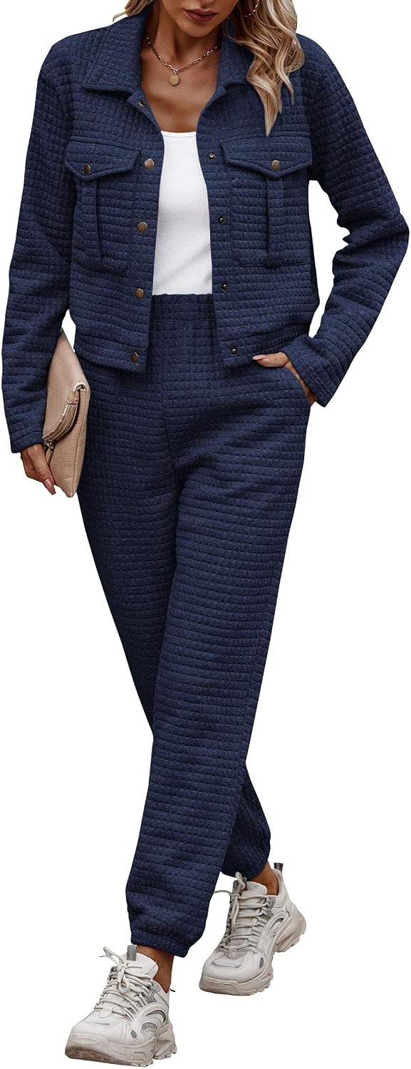 Detalle de PRETTYGARDEN Womens Two Piece Sets fall shacket tracksuit