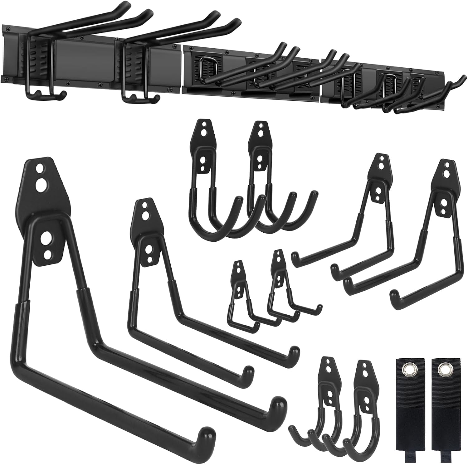Detalle de PIYILO Garden Tool Organizer, 48-Inch Rail with 18 Rubber-Coated Hooks
