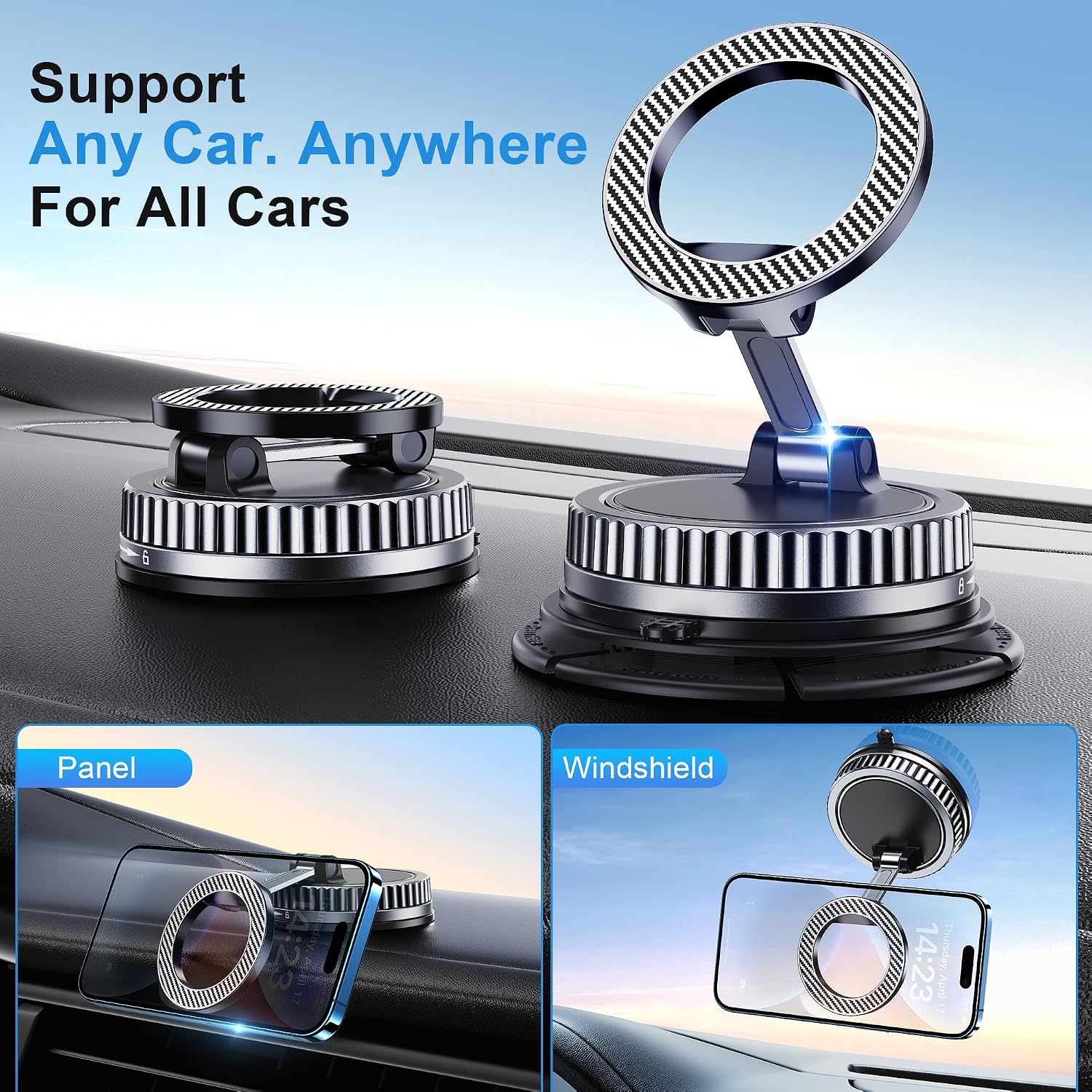 Detalle 2 de Chiclish MagSafe Car Phone Holder (360° Adjustable, 3M Suction, Up to 3600 gf Magnetic Force) for iPhone 17–12 Series