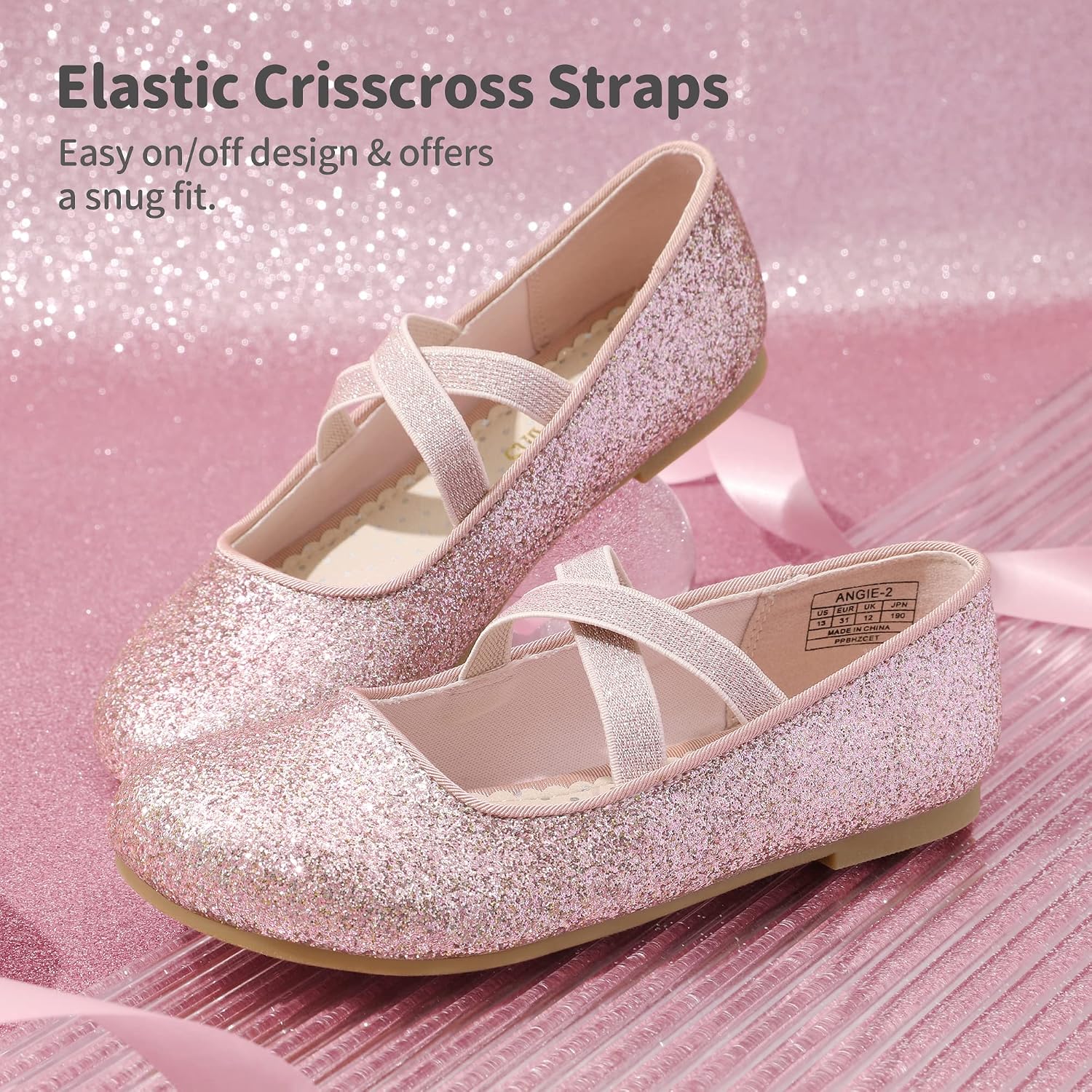 Thumbnail 3 de Dream Pairs Bambini Ballerine Mary Jane piatte Angie-2 con glitter