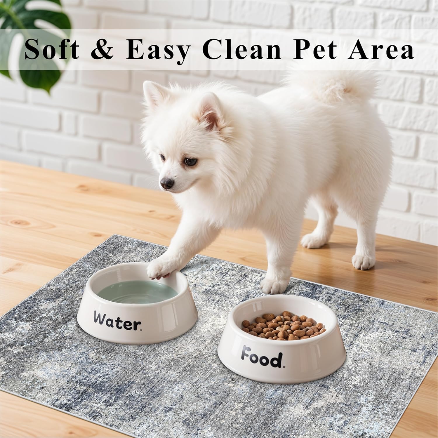 Thumbnail 3 de Kitchen Rug Set 4-Piece with Runner (Washable, Non-Slip) — Blue Grey Modern Abstract Neutral Mats