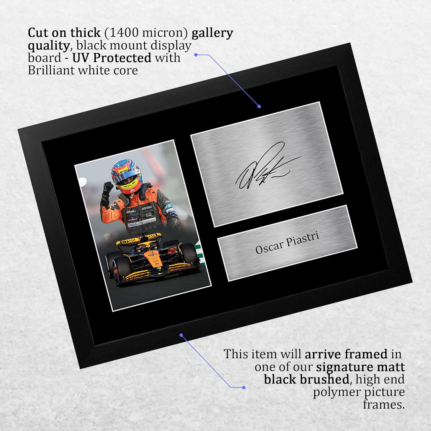 Thumbnail 2 de HWC Trading FR A4 Oscar Piastri McLaren Signed Autograph Print (Framed) – A4