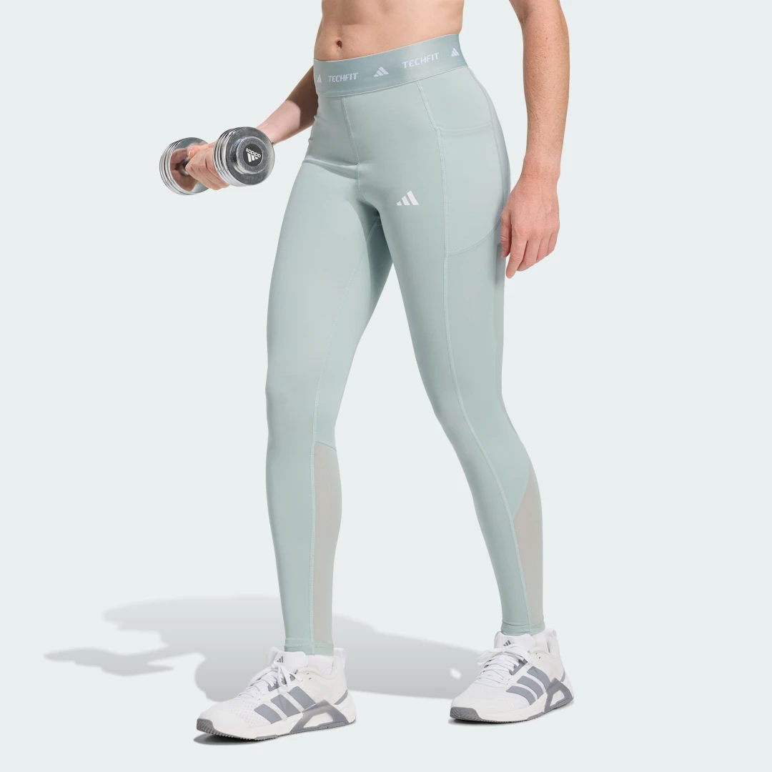Detalle de Adidas Mallas largas Techfit Stash Pocket Verde