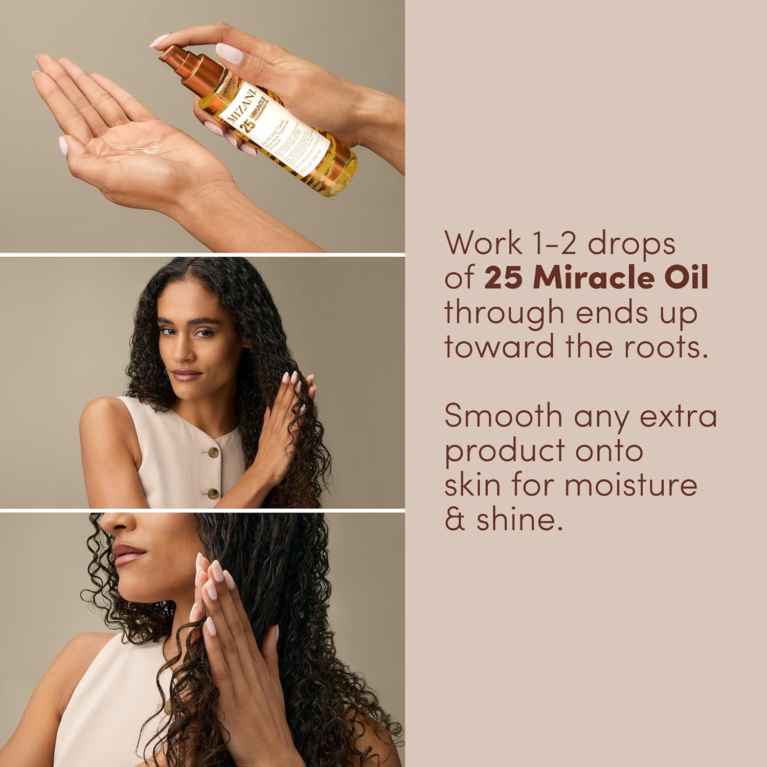 Detalle de Mizani Huile Capillaire Nourrissante Anti-Frisottis – 25 Miracle Nourishing Hair Oil, 125 ml