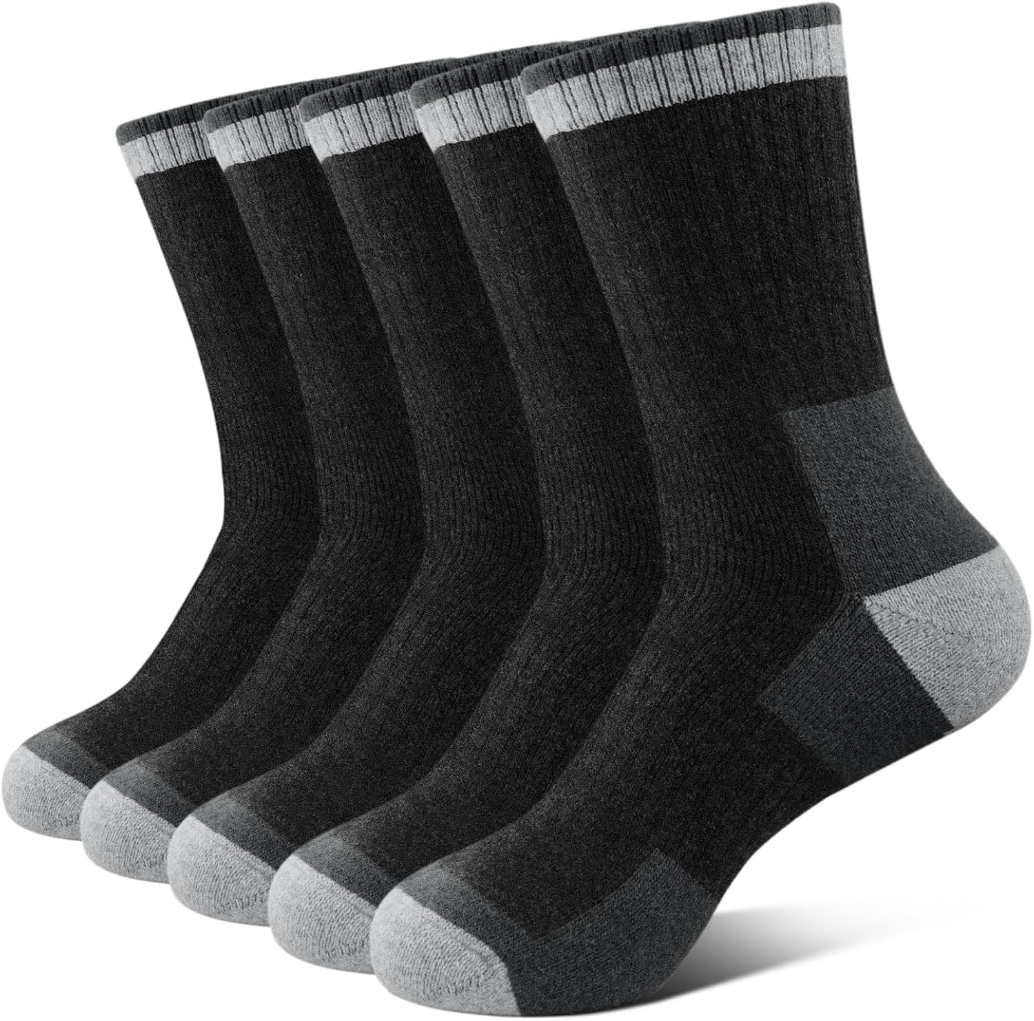 Detalle de SIMIYA Merino Wool Hiking Socks, 5 Pairs, Thick Cushioned, Size 7-15