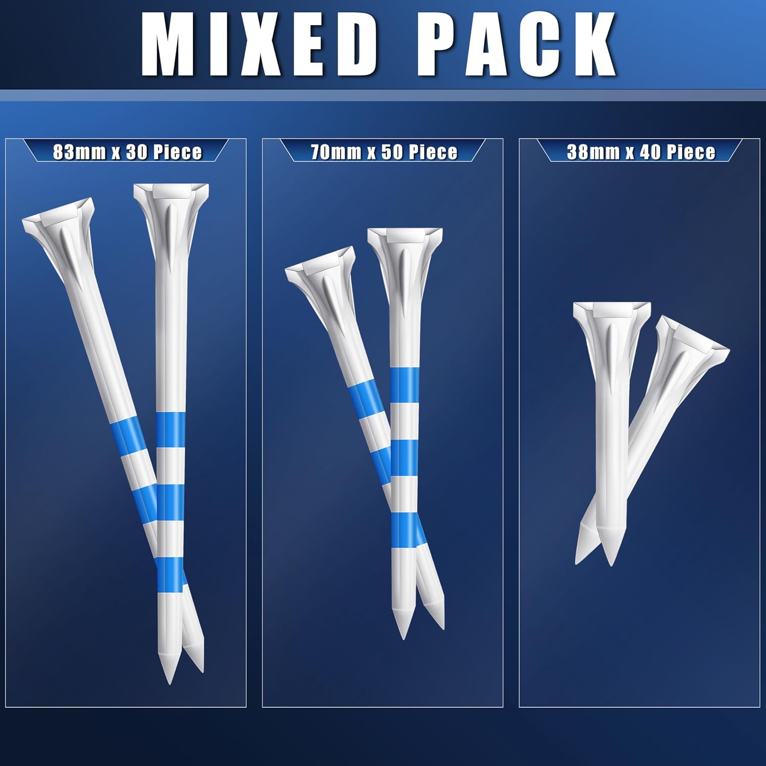Detalle 2 de CHAMPKEY Professional 3 Prongs Golf Tees 120 Pack – Low Friction, Durable Hybrid Plastic