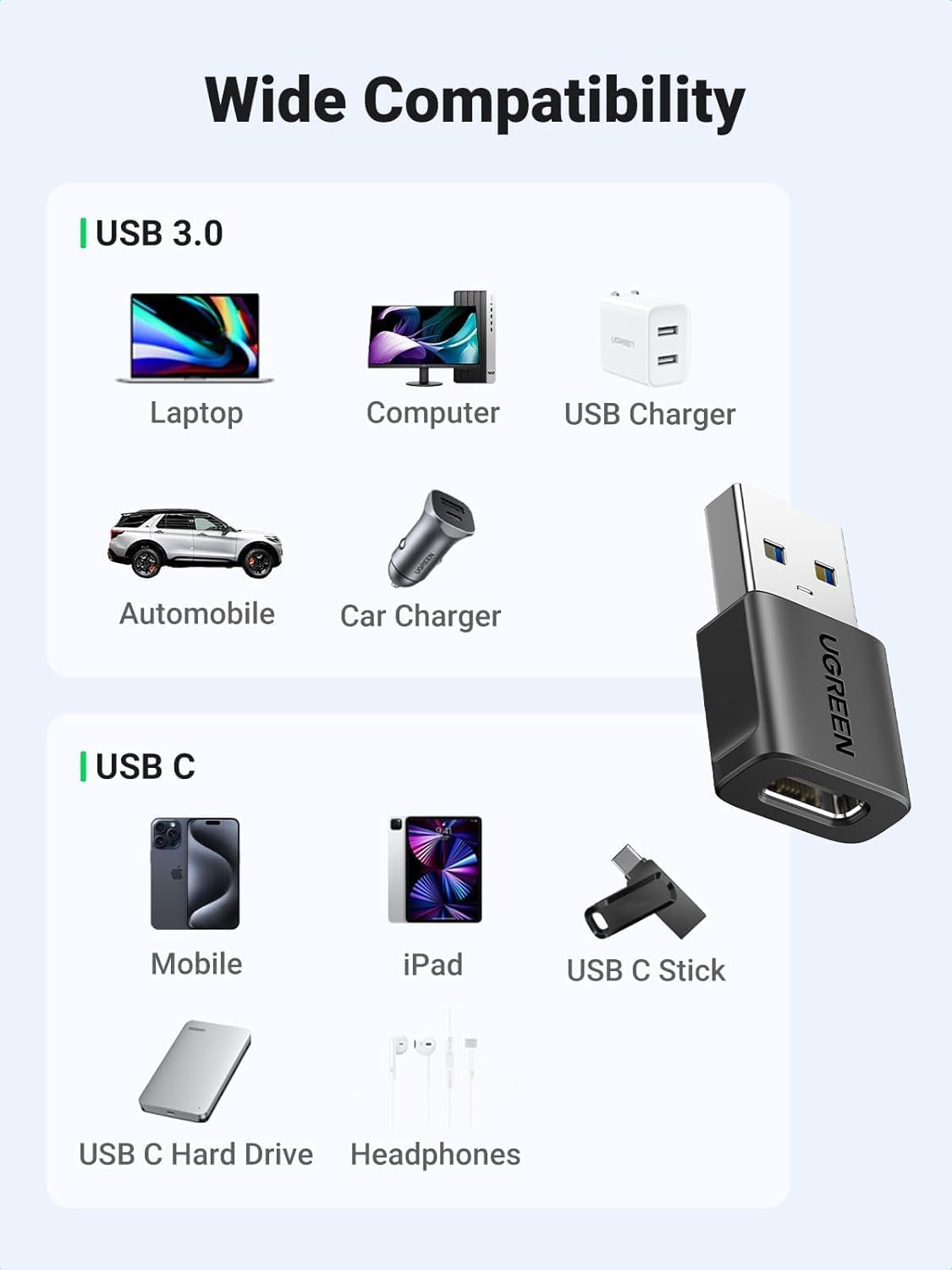 Detalle 2 de UGREEN USB-A to USB-C Adapter 3-Pack