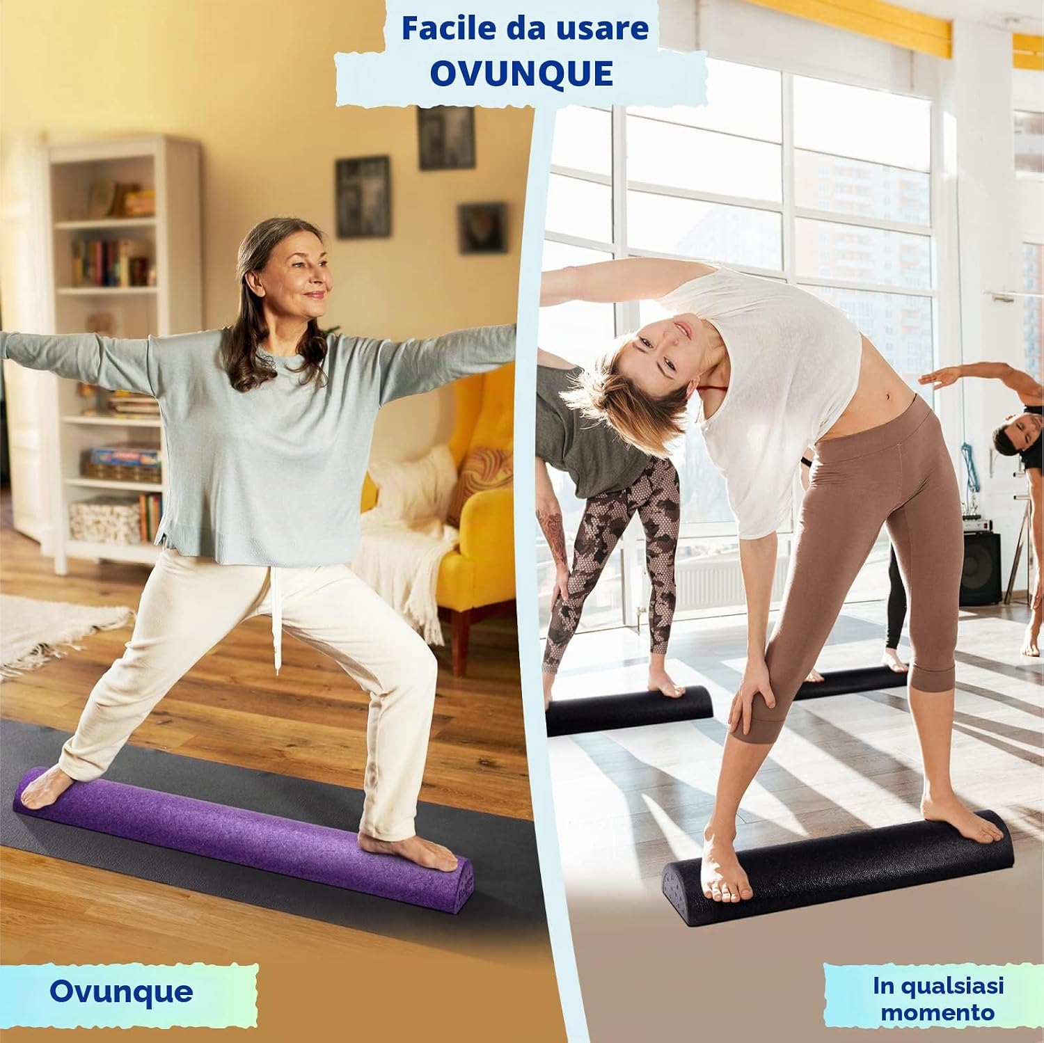 Detalle de Yes4All Rullo Schiuma Mezzo Tondo in EPP ad Alta Densità – 30/45/60/90 cm, per Yoga, Pilates e Stretching