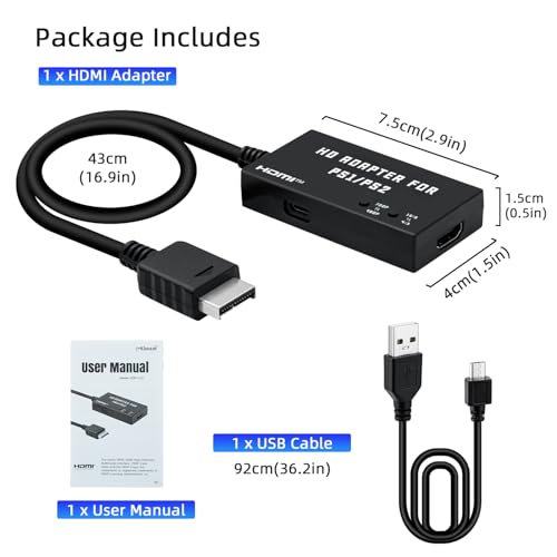 Thumbnail 6 de McBazel Adattatore da PS1/PS2 a HDMI – cavo adattatore multifunzione HDTV HDMI per PS1/PS2/PS One