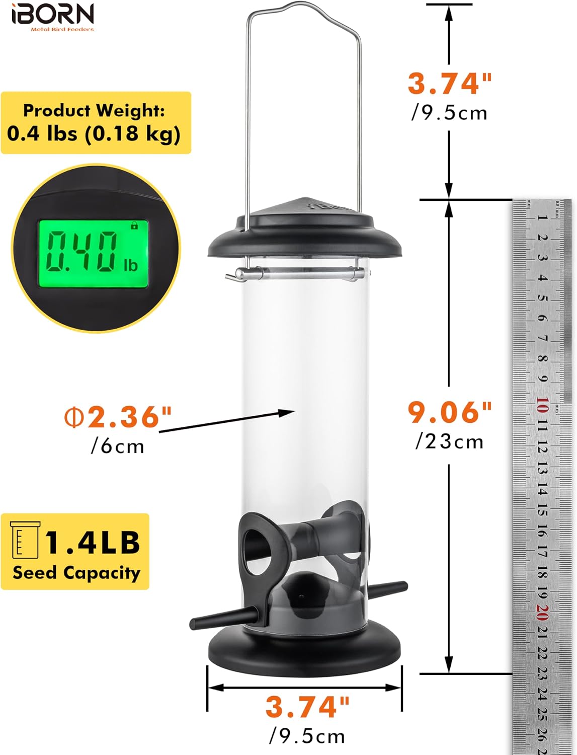 Thumbnail 5 de iBorn Metal Bird Feeder 8 Inch