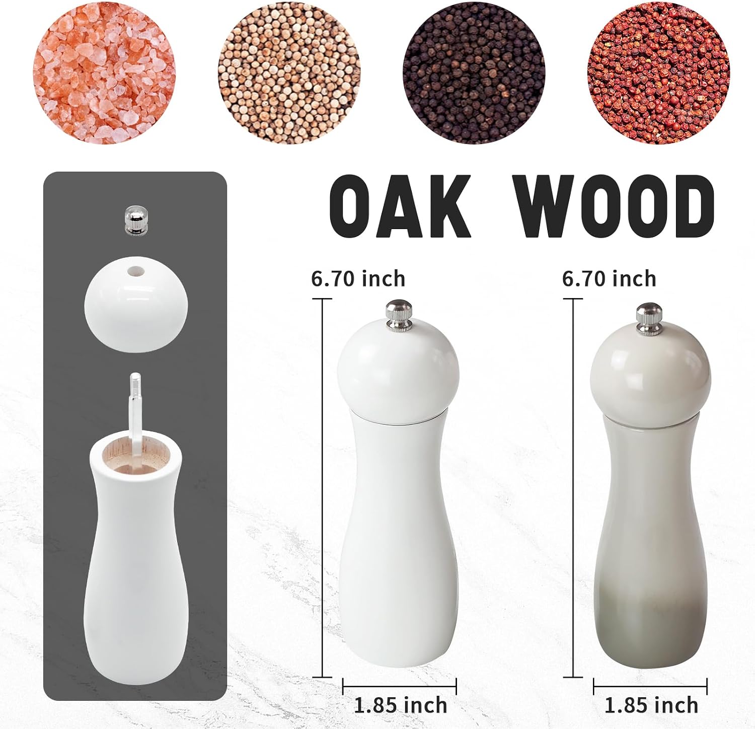 Detalle 2 de Premium Salt and Pepper Grinder Set 6.5" 🧂