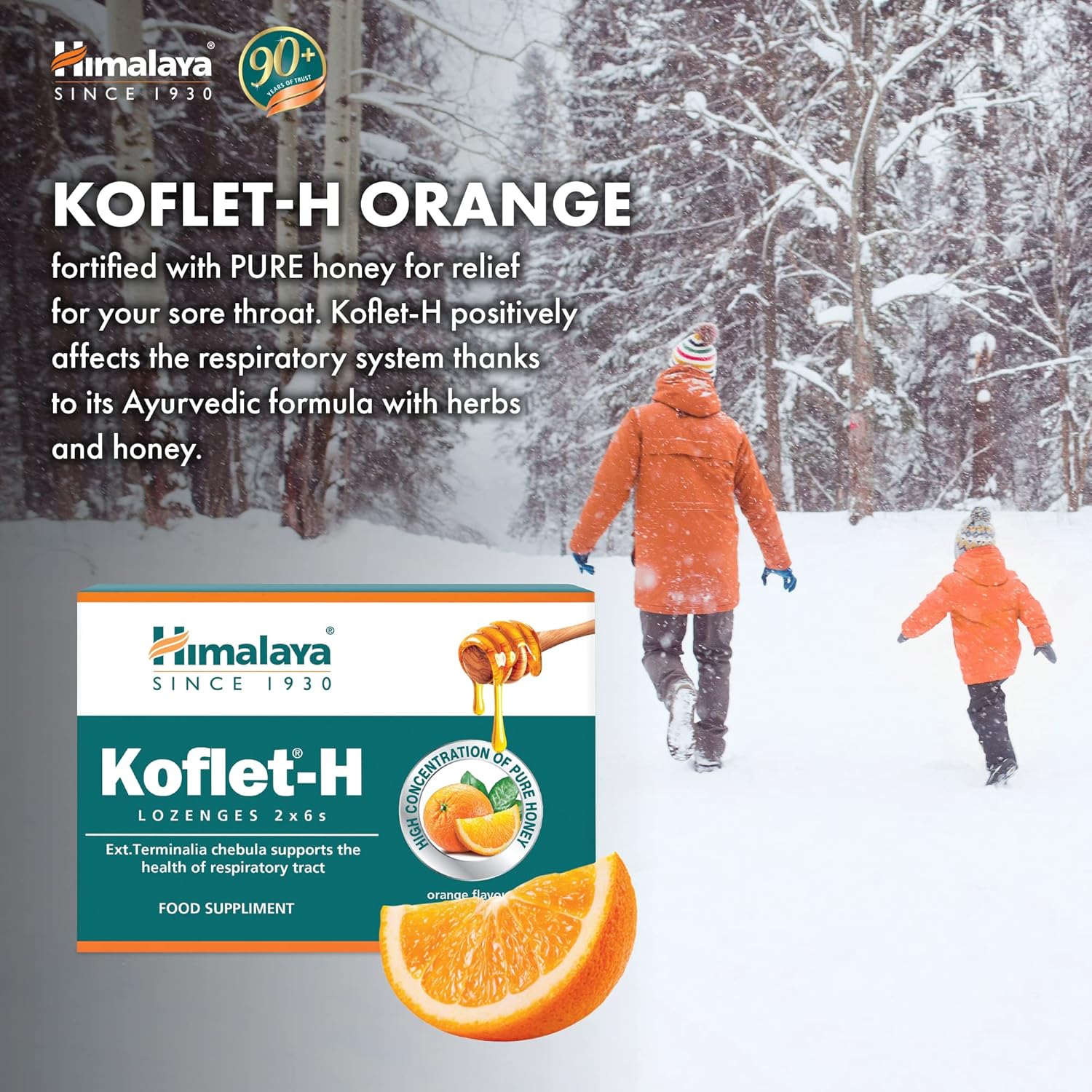 Detalle 2 de Himalaya Herbals Koflet-H Lozenges 🍊 con Miel y Jengibre – 12 unidades