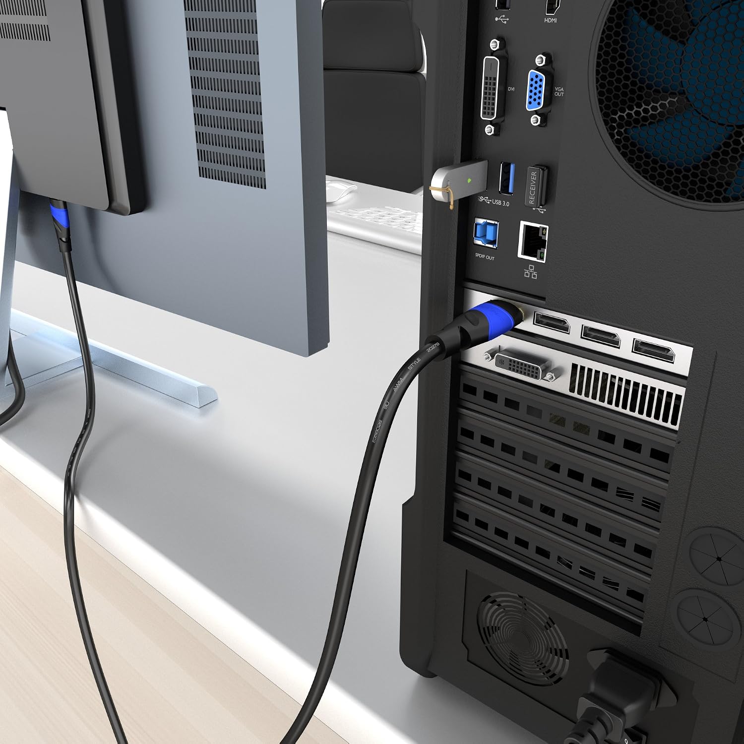 Detalle de KabelDirekt 4K DisplayPort Kabel – 7,5 m, DP Kabel, in Deutschland entwickelt
